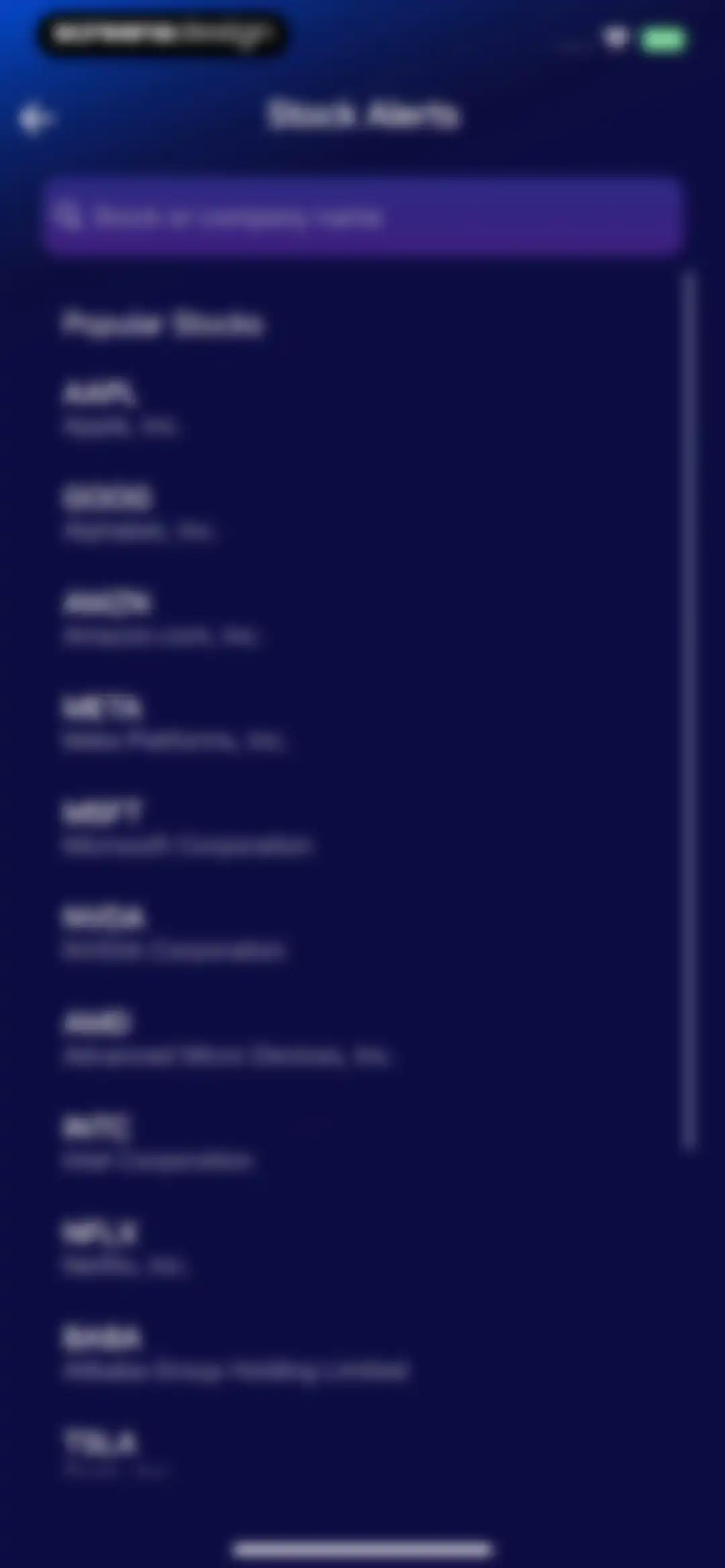 Stocks Alerter screen 20