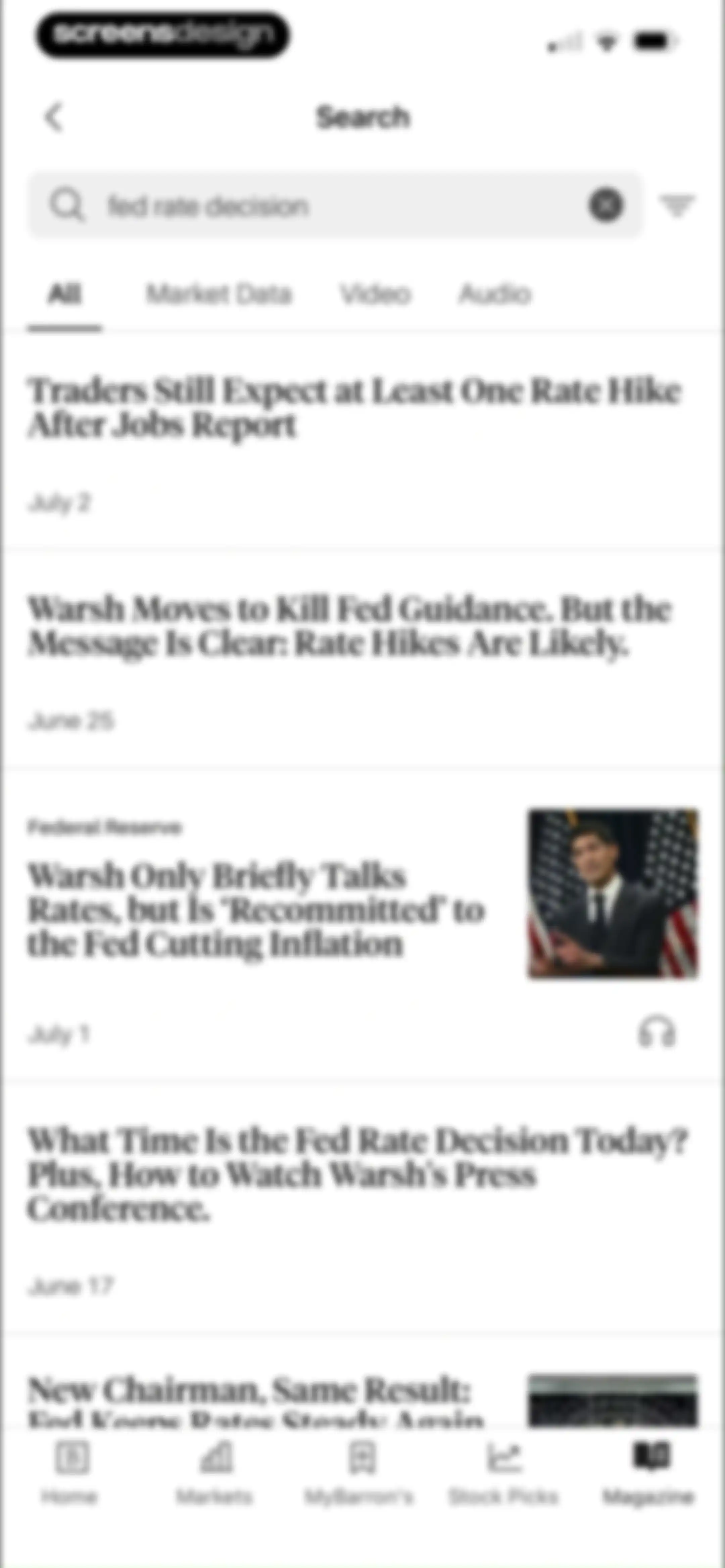 Barron’s - Investing Insights screen 70