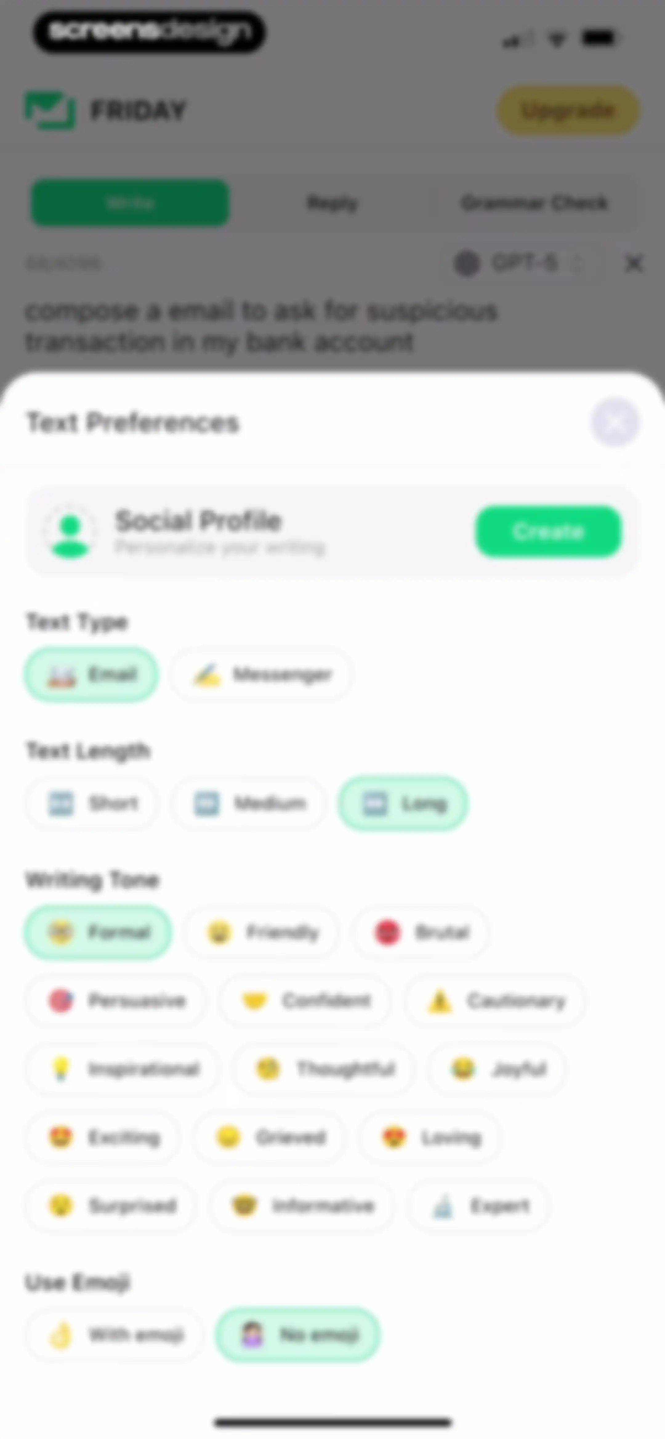 Friday AI Email Writer screen 13
