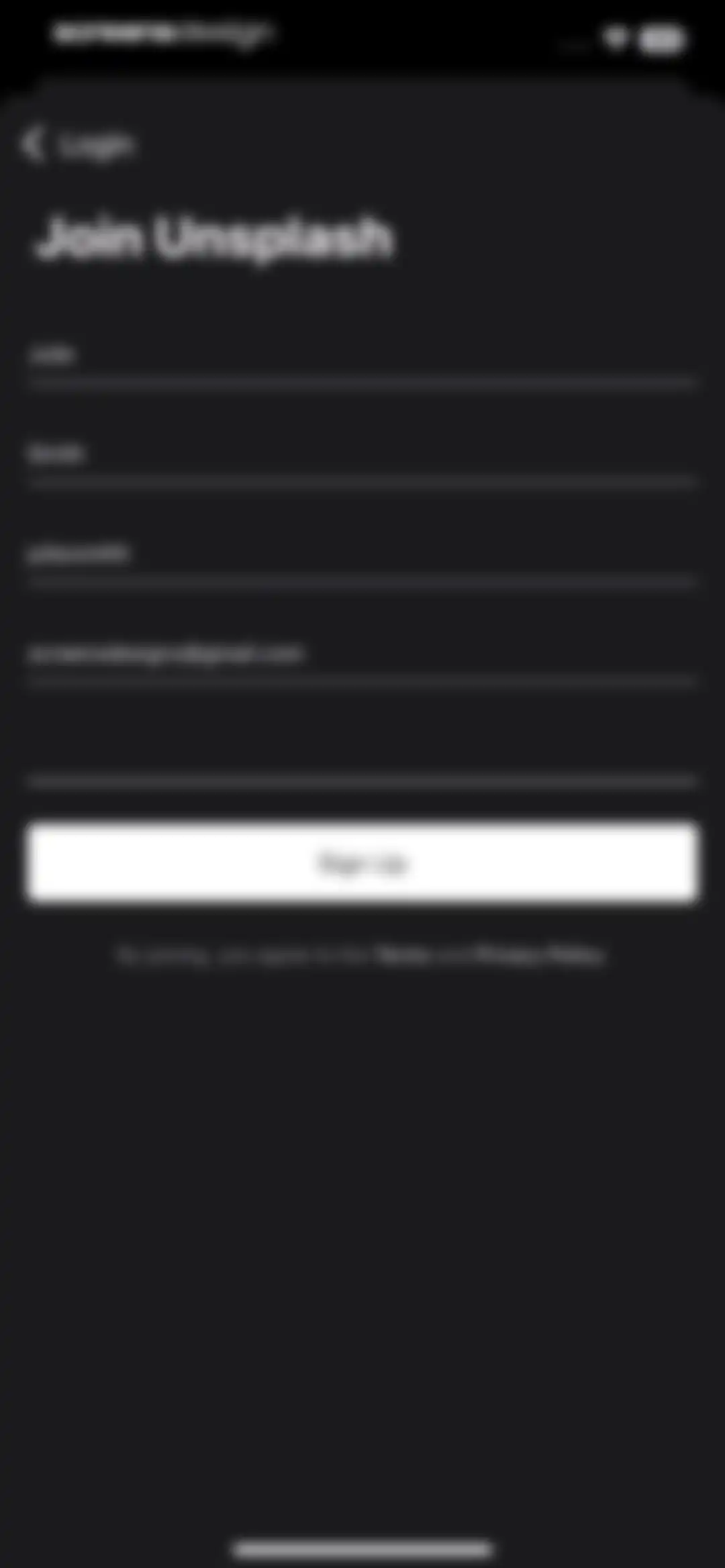 Unsplash screen 6
