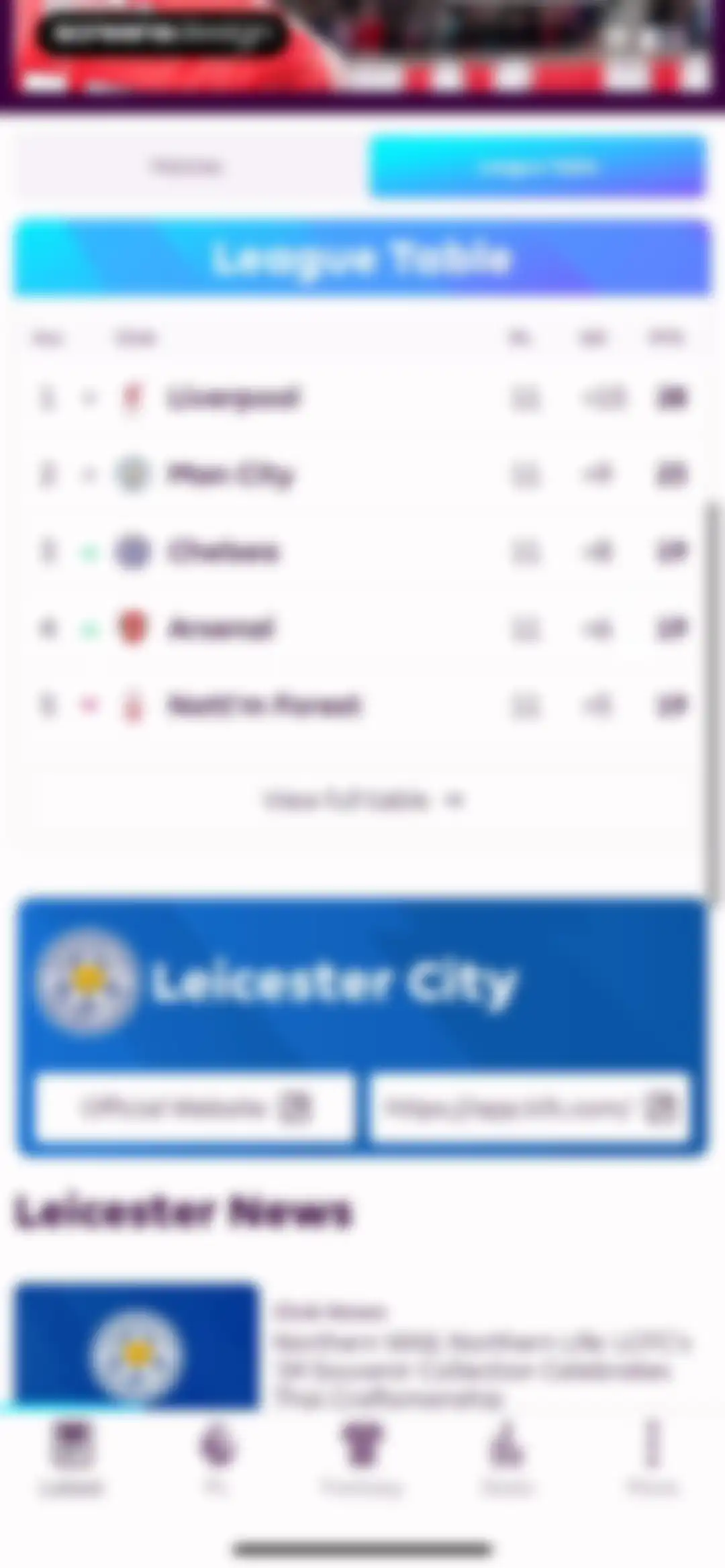 Premier League - Scores, News screen 56
