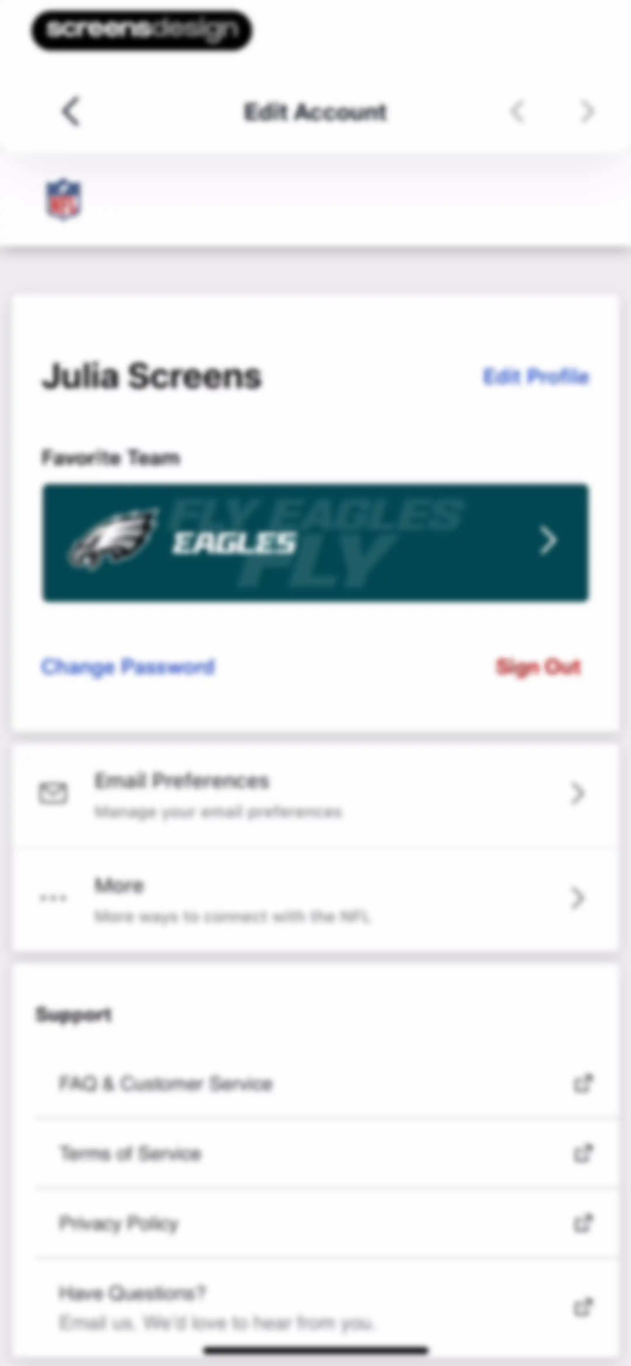 NFL screen 134