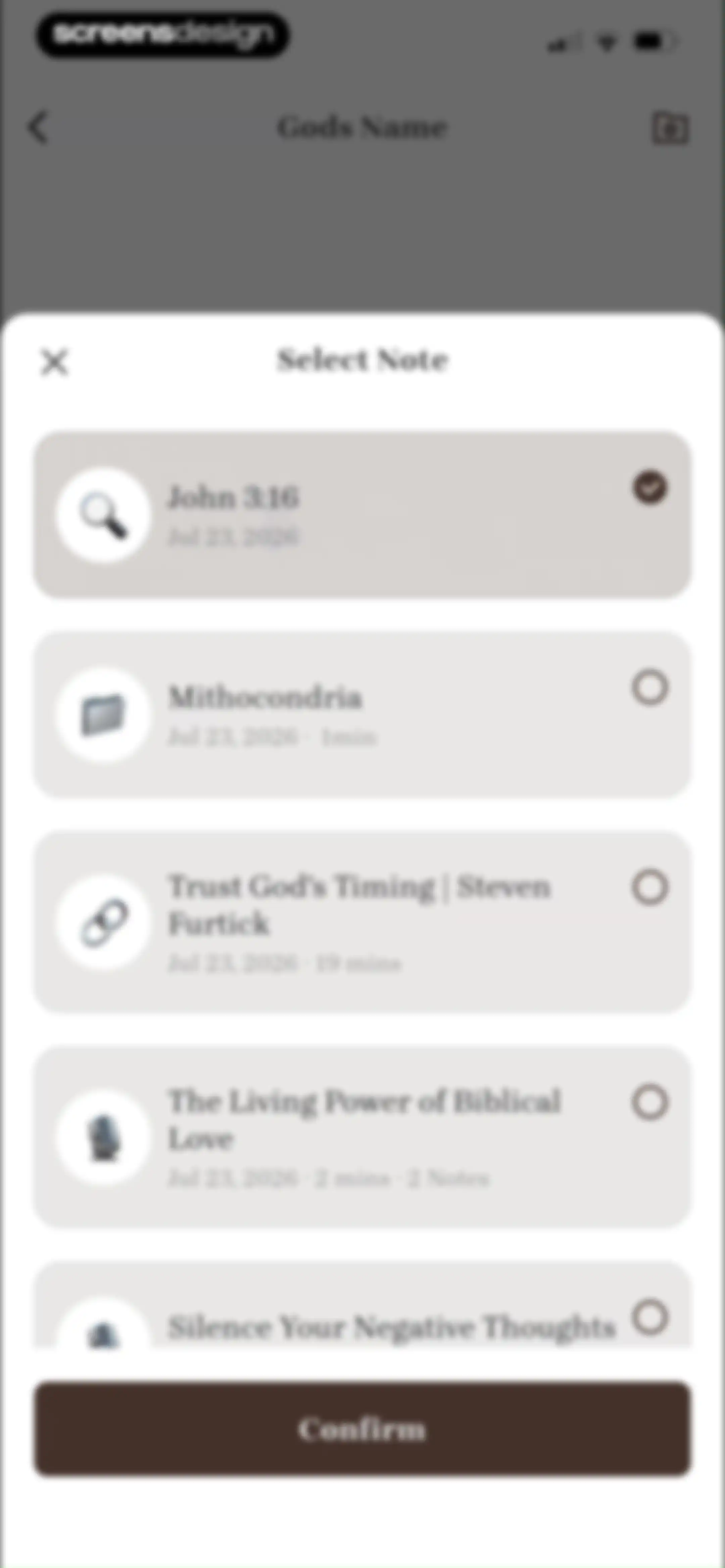 Bible Note: Sermon Notes screen 96