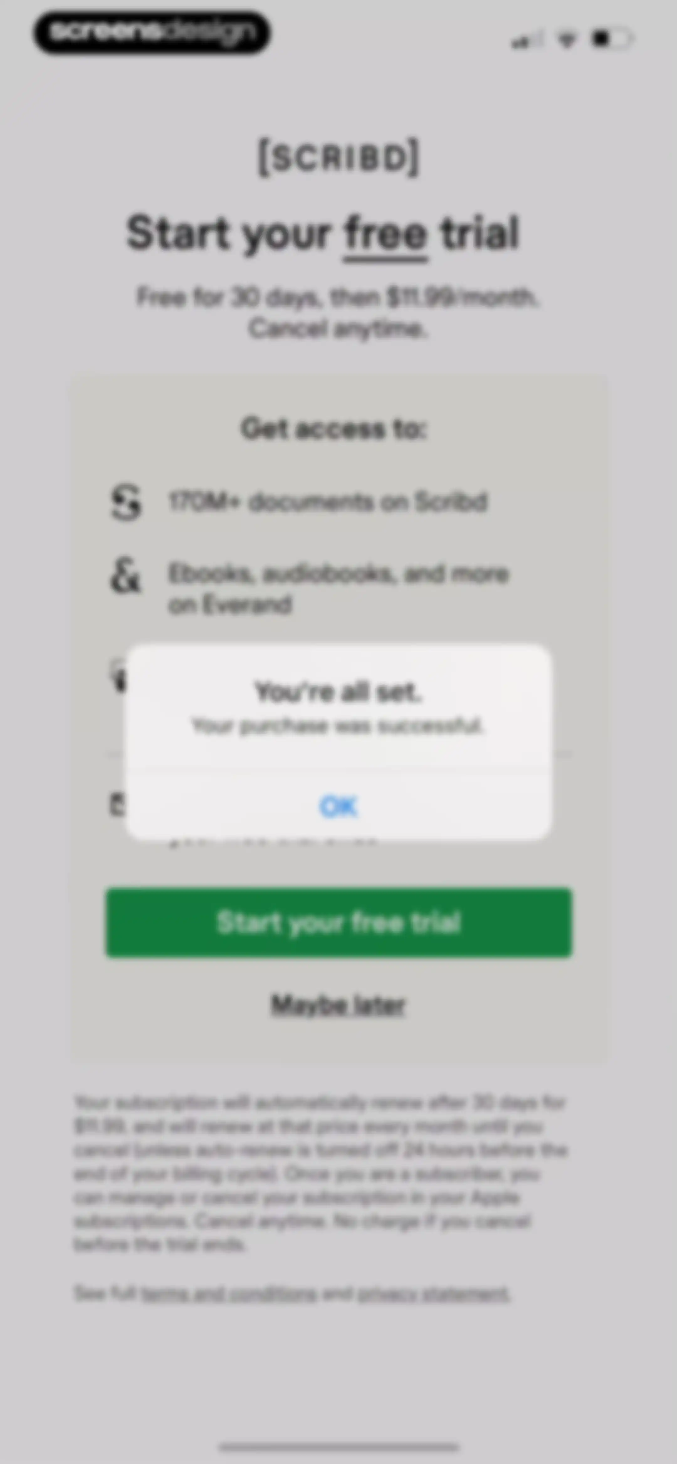 Scribd: 170M+ documents screen 15