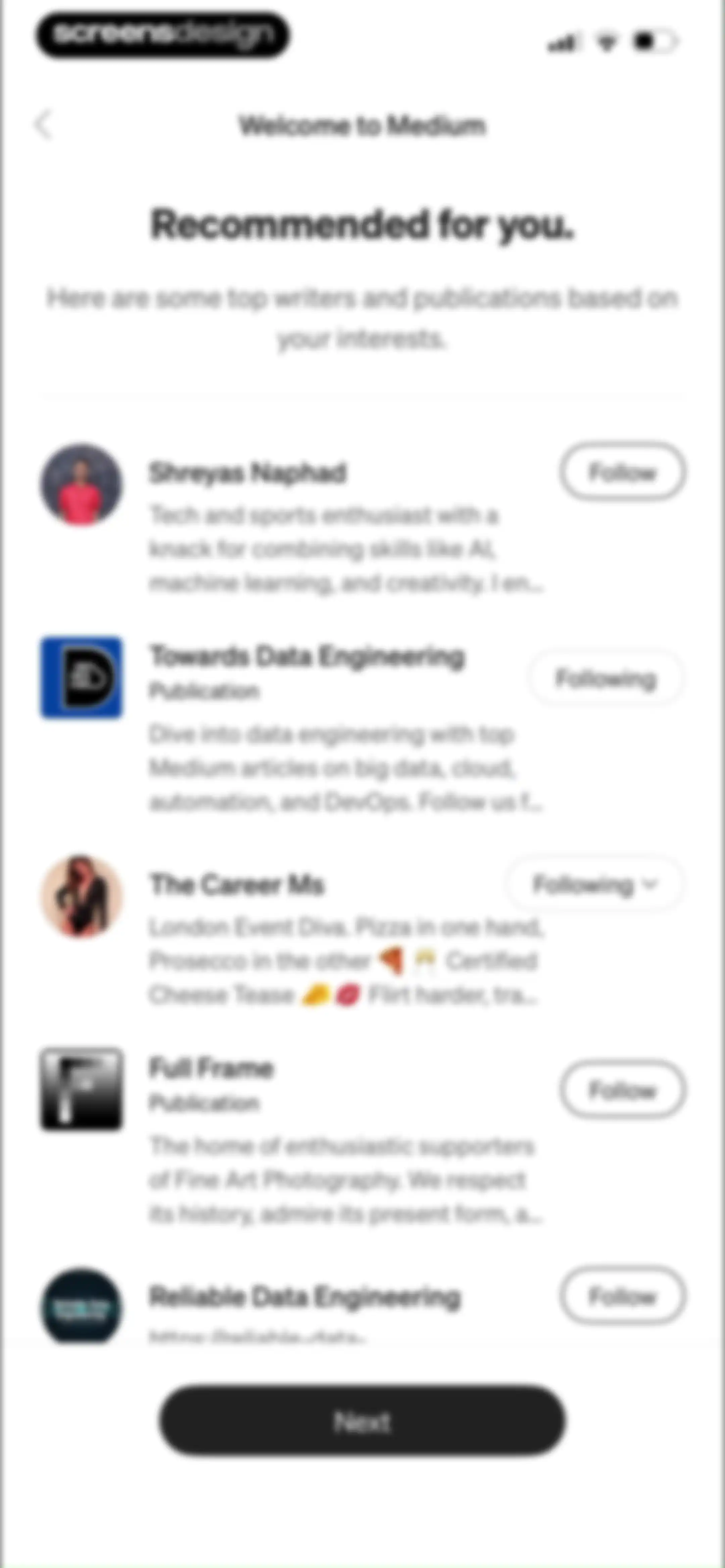 Medium: Read & Write Stories screen 9