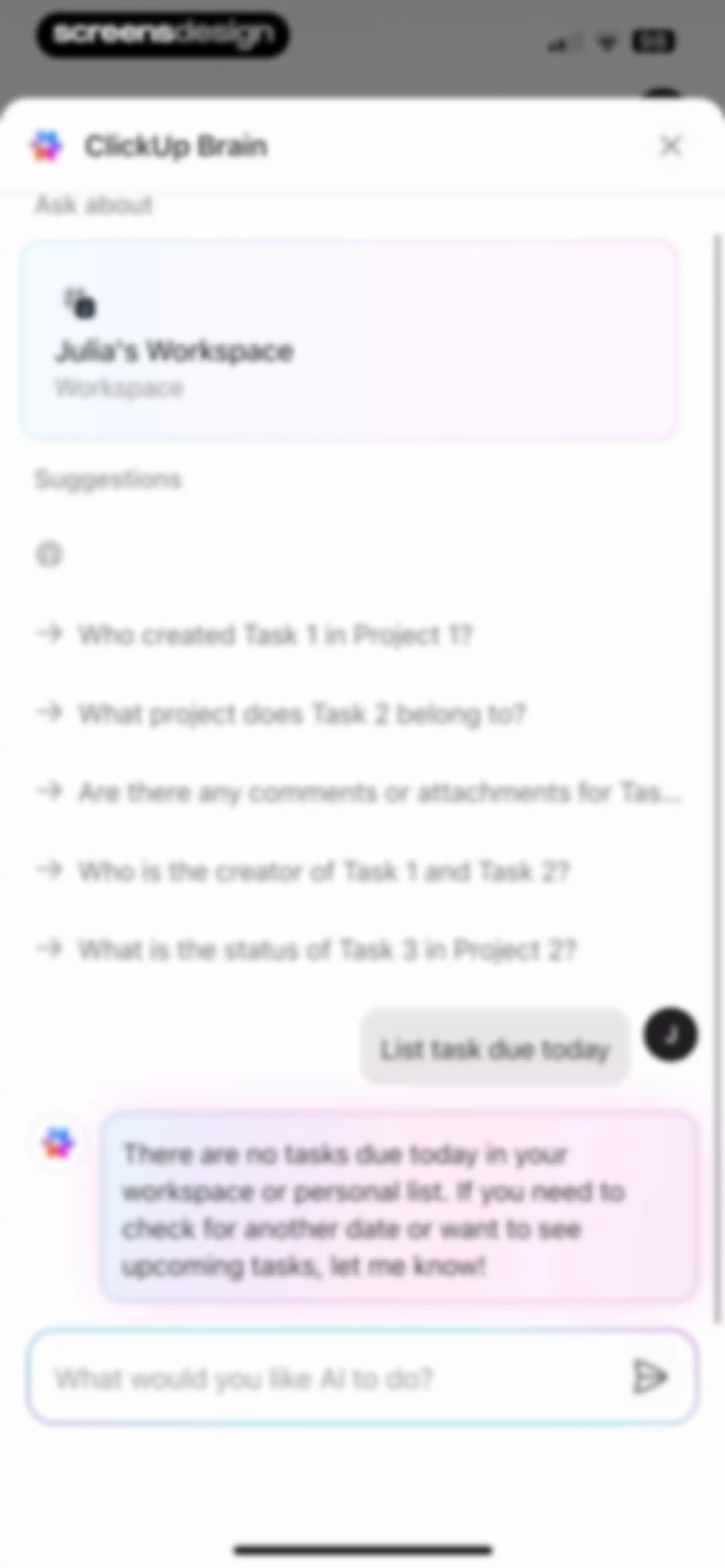 ClickUp: Tasks, Chat, Docs, AI screen 134