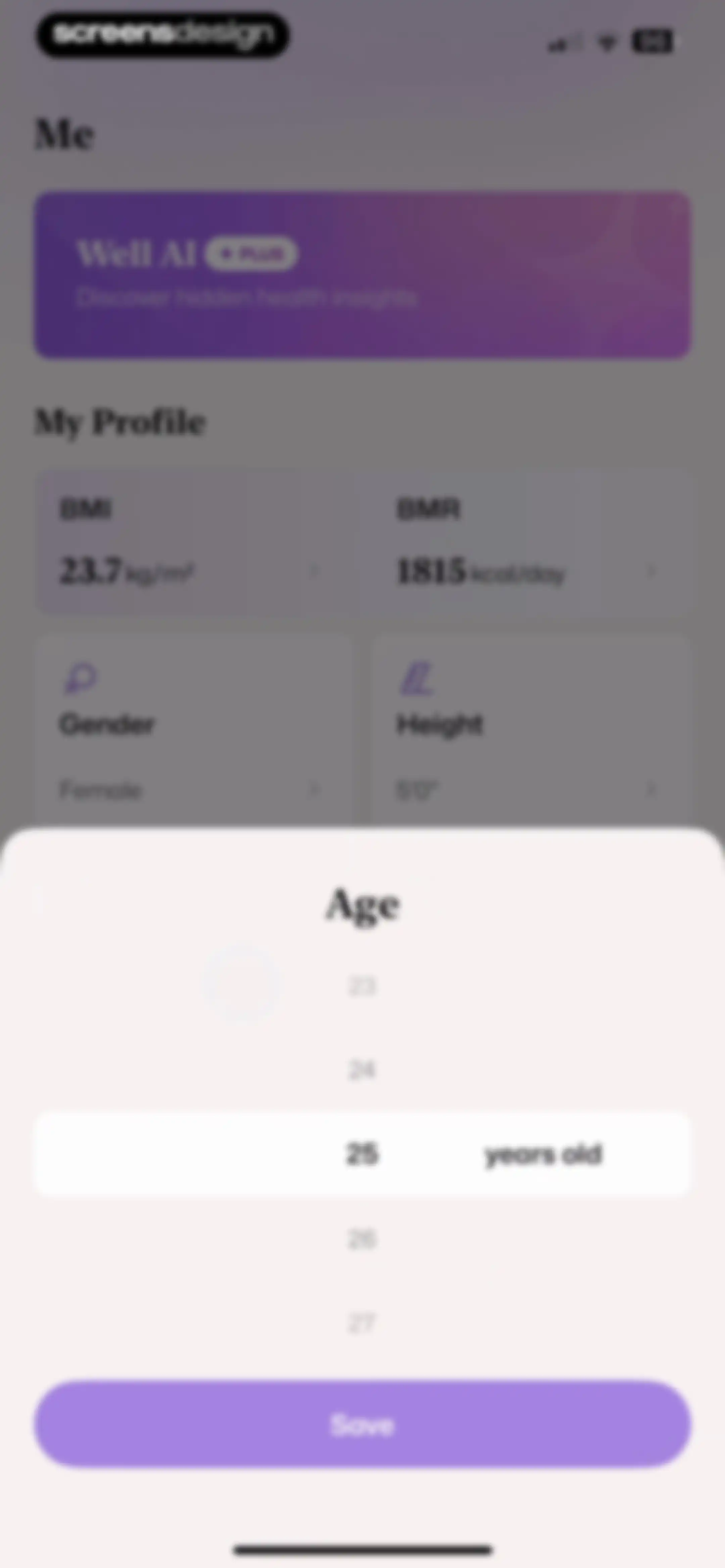 Well AI: Improve Well-being screen 142