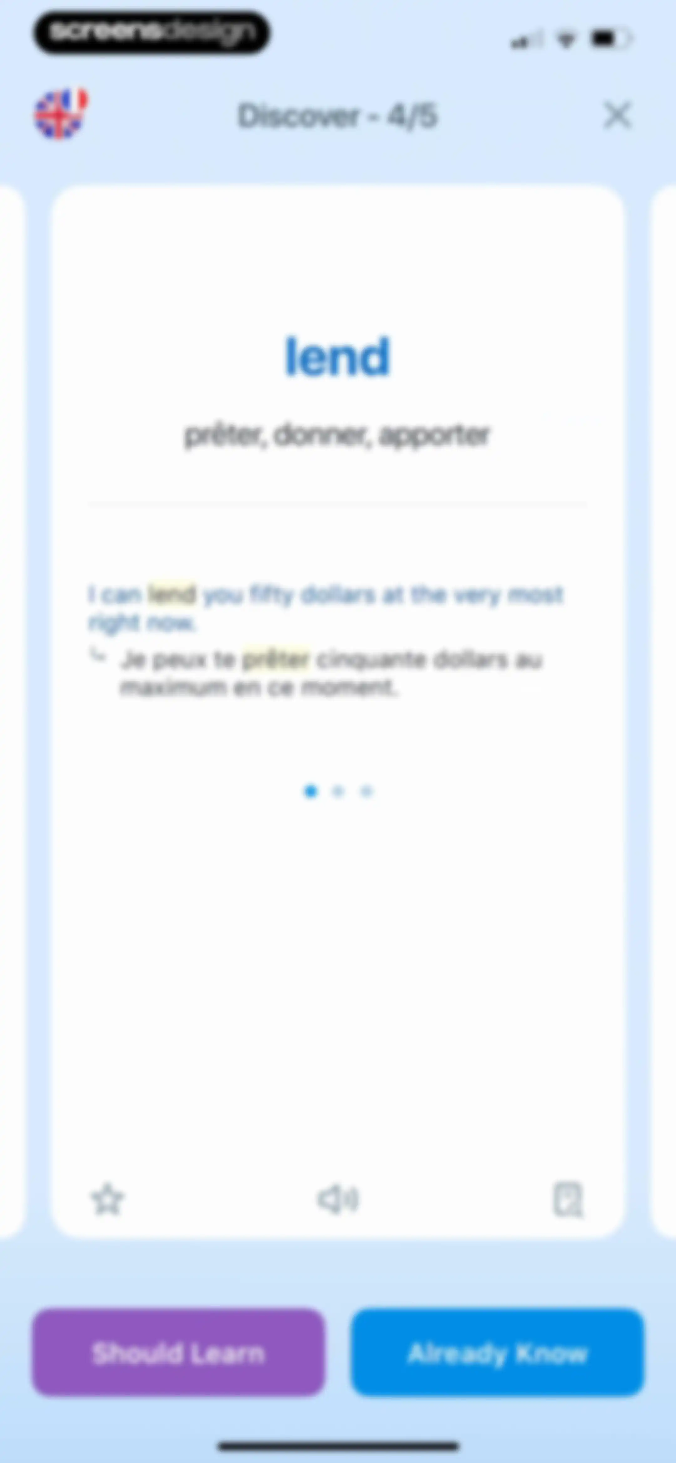 Reverso translate and learn screen 70