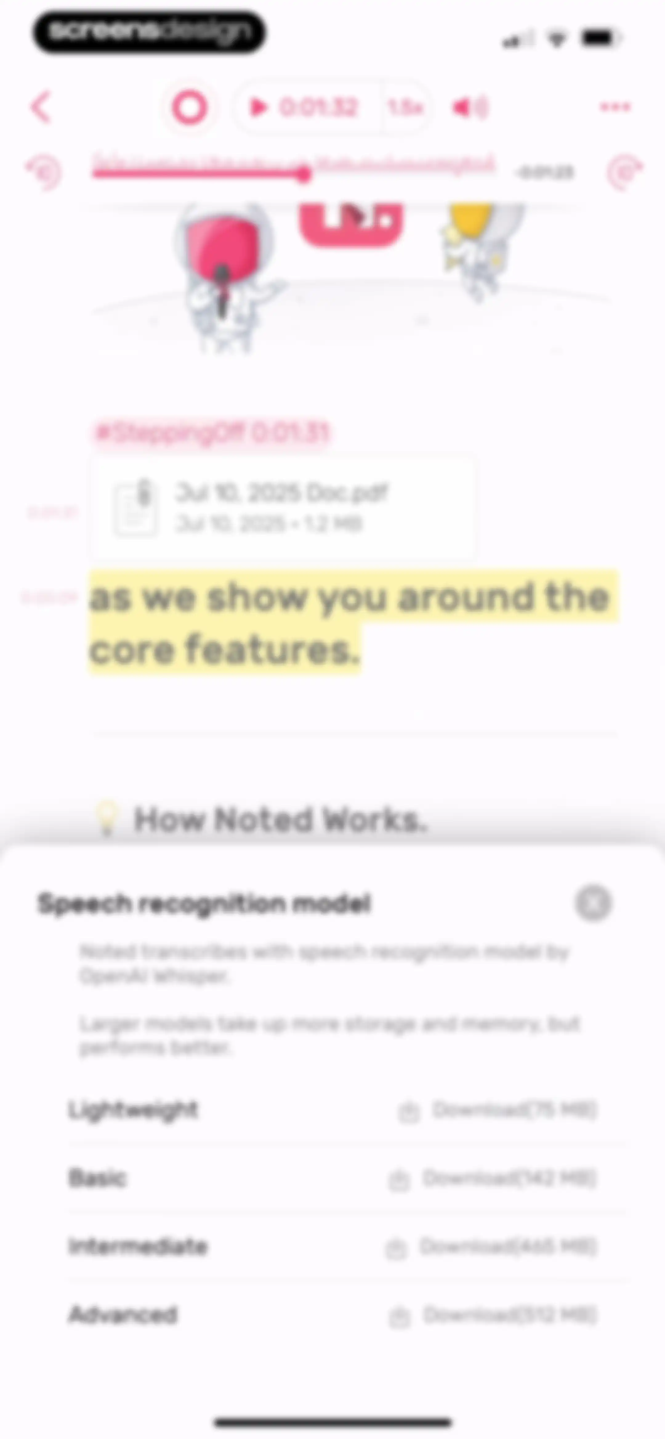 Noted: Record & AI Transcribe screen 43