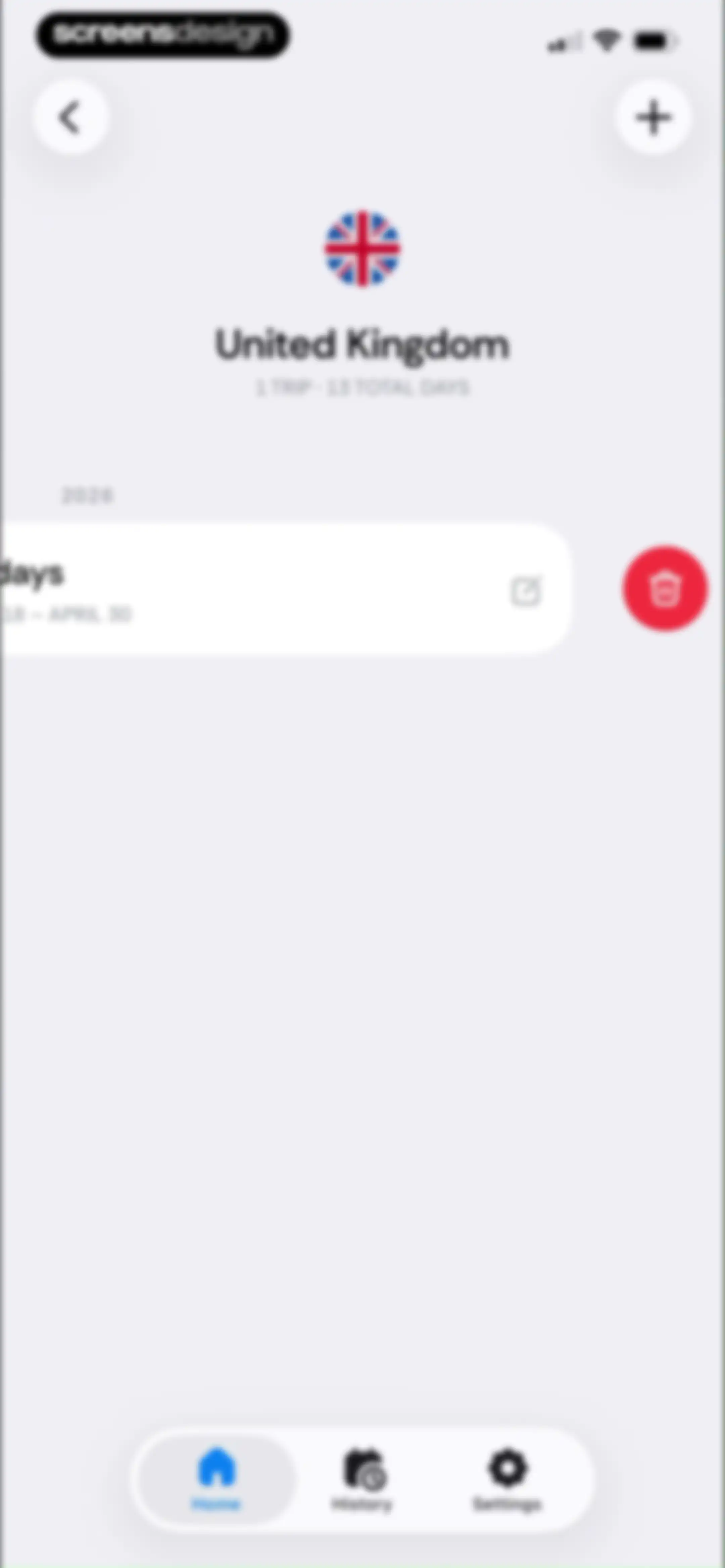 Country Days Tracker: Bounded screen 57