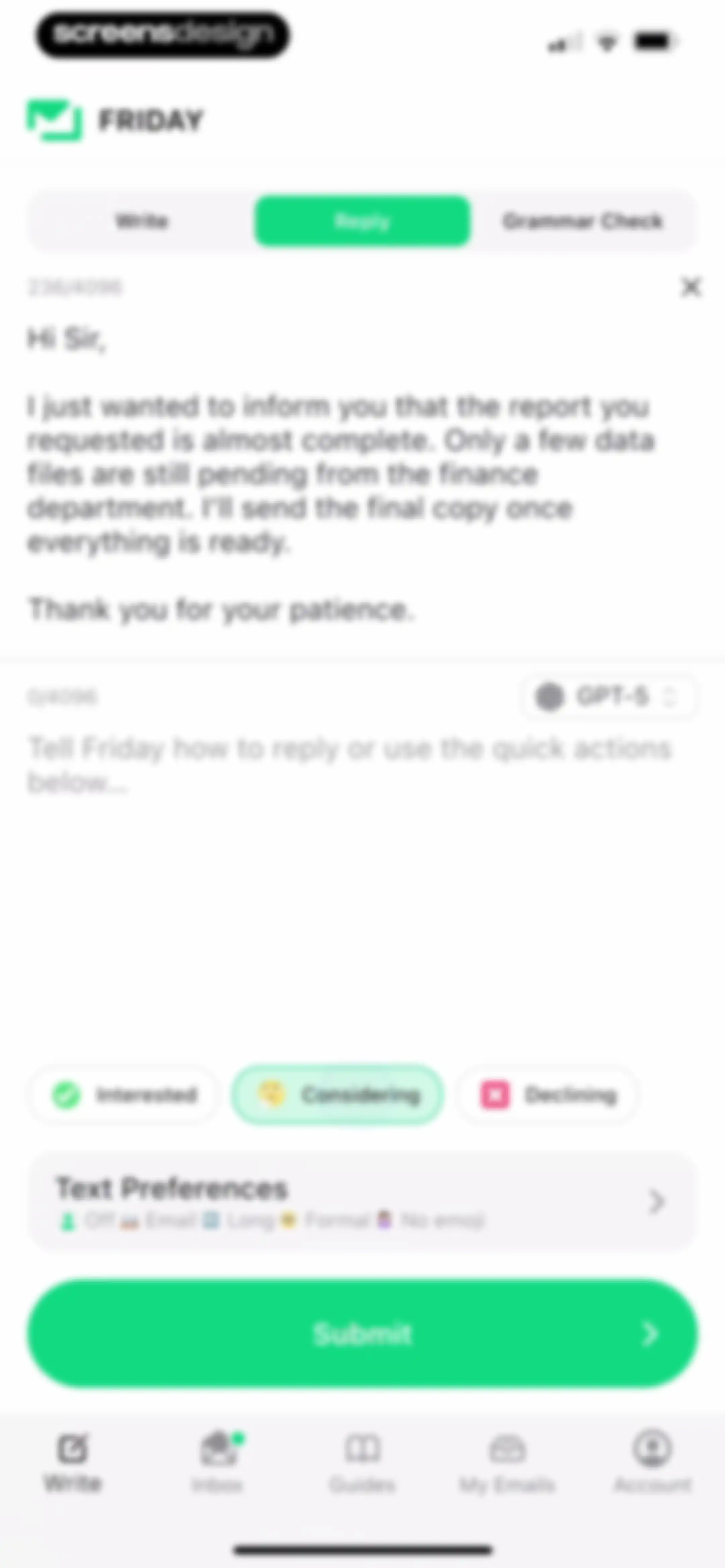 Friday AI Email Writer screen 37