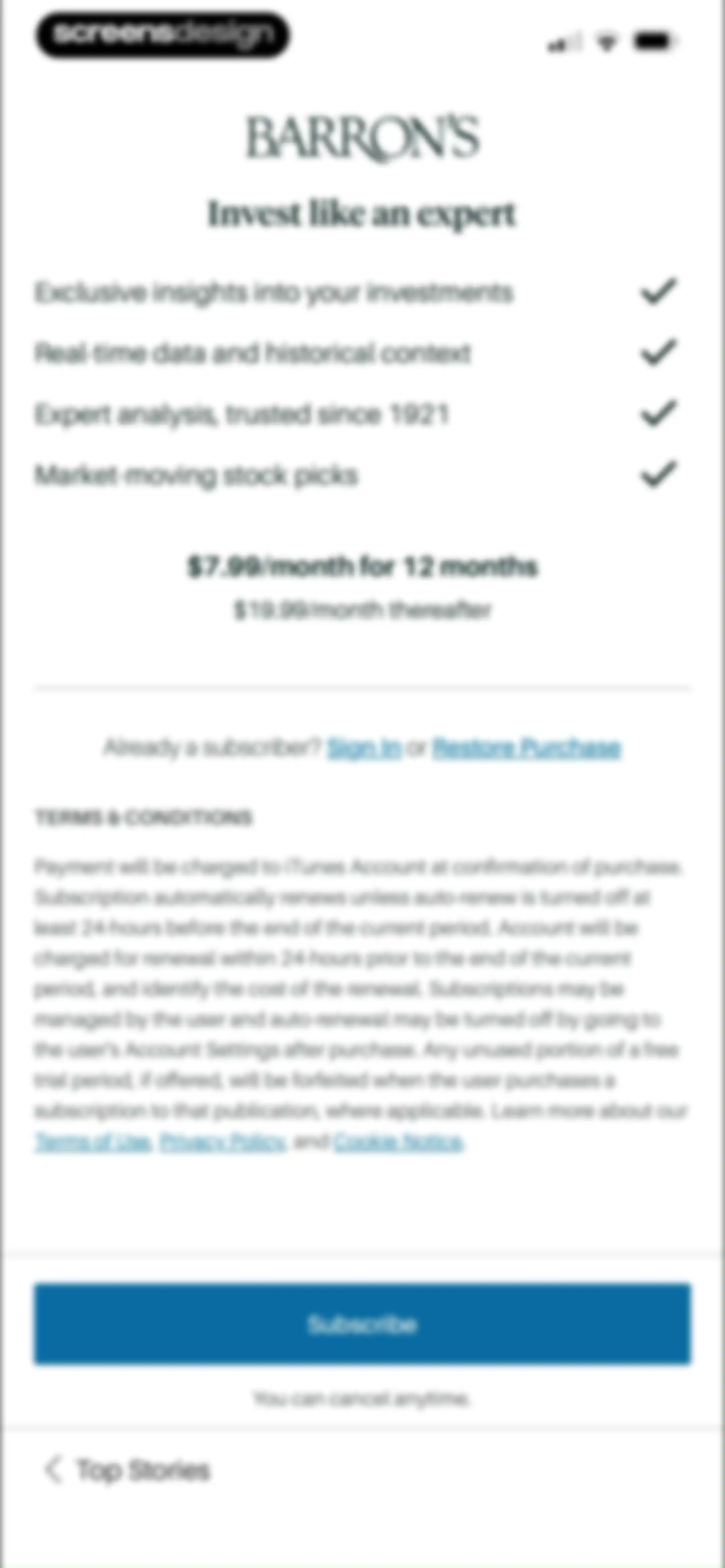 Barron’s - Investing Insights screen 12