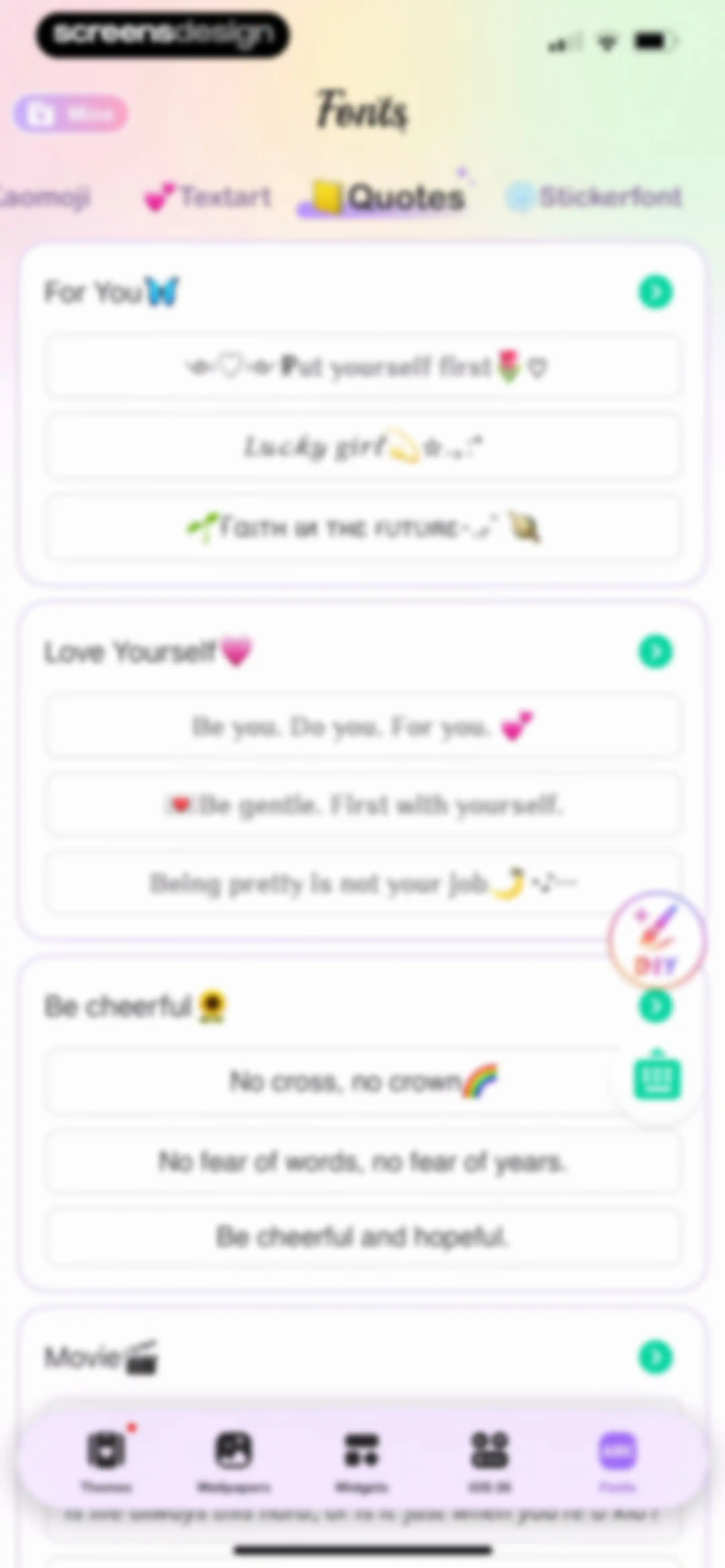 Cool Themes & Fonts: Cute Text screen 121