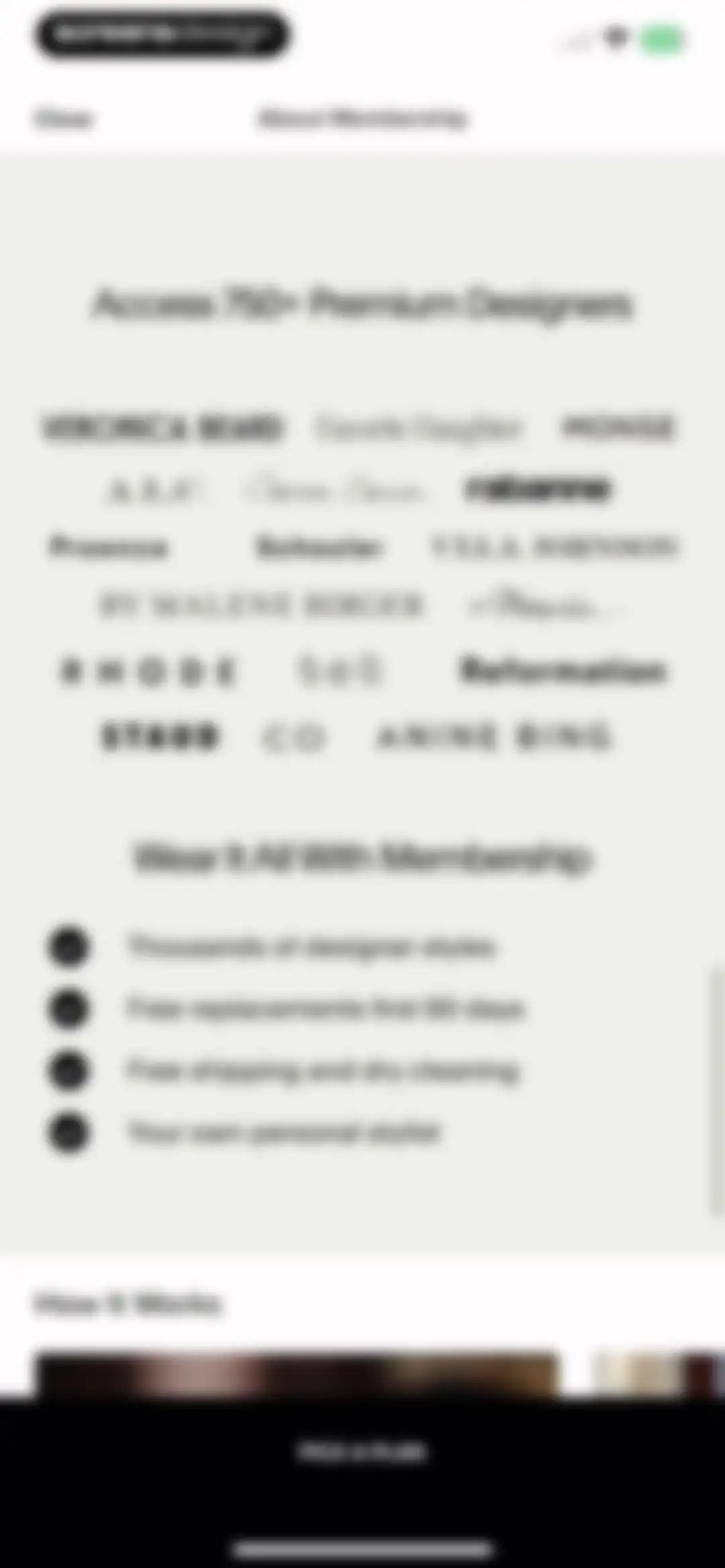 Rent the Runway (RTR) screen 25