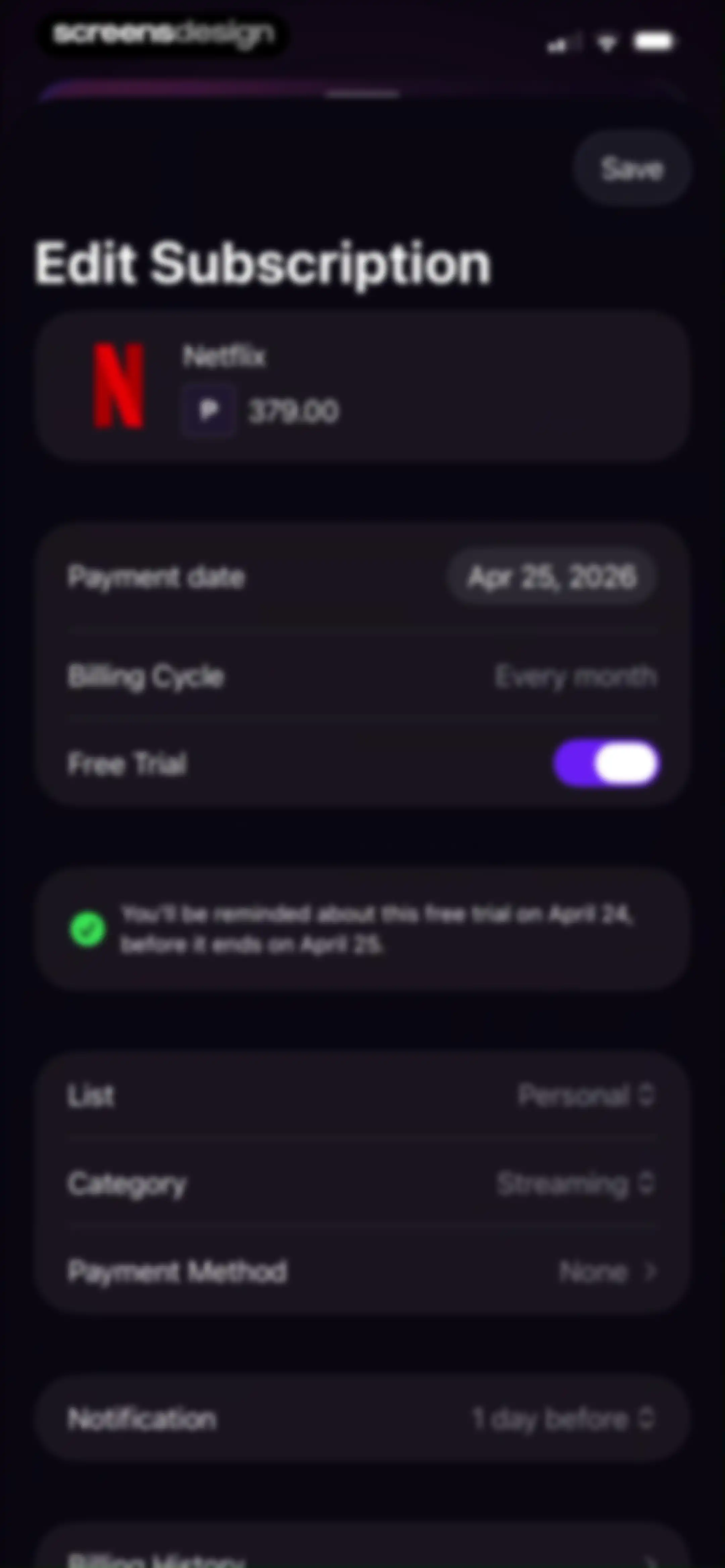 Subscription Manager: Orbit screen 15
