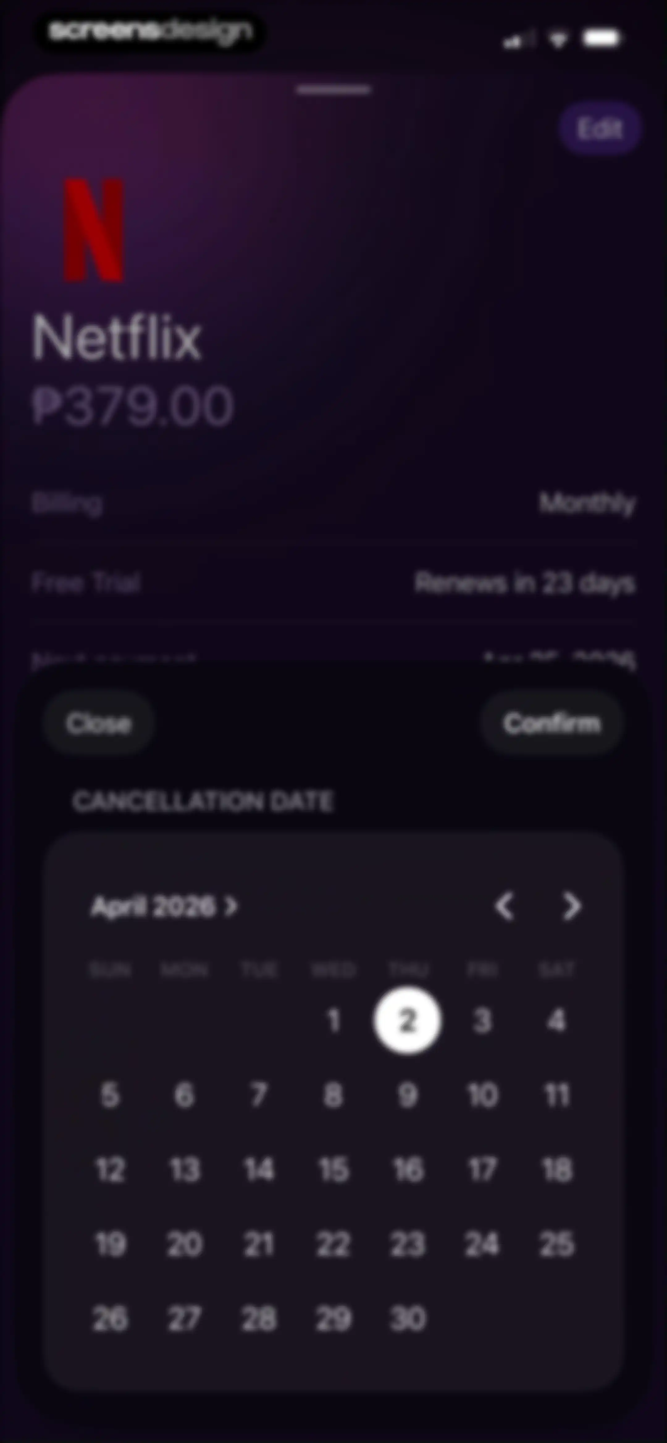 Subscription Manager: Orbit screen 22