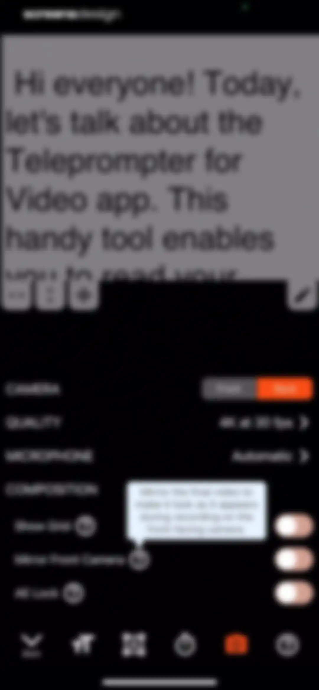 Teleprompter for Video screen 91