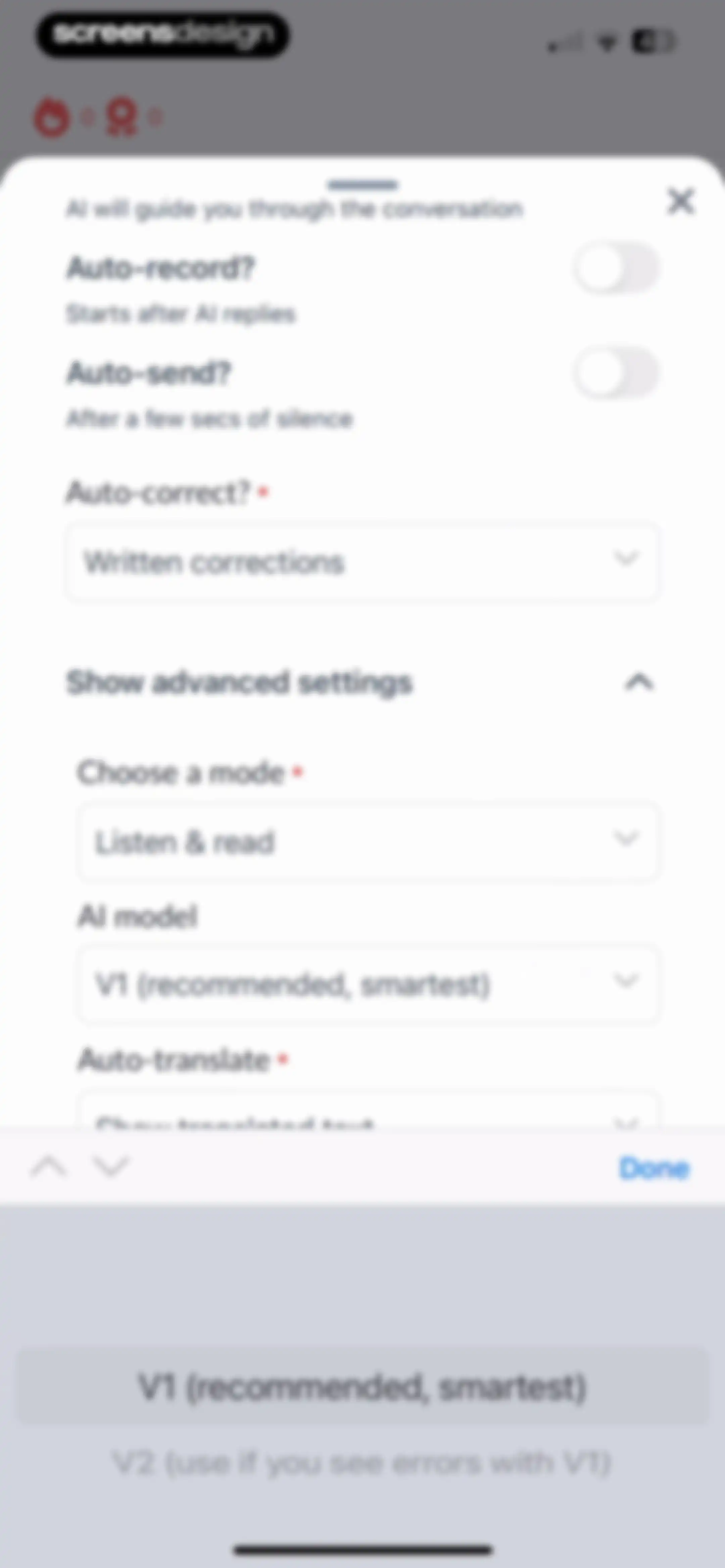 Langua: AI language learning screen 36