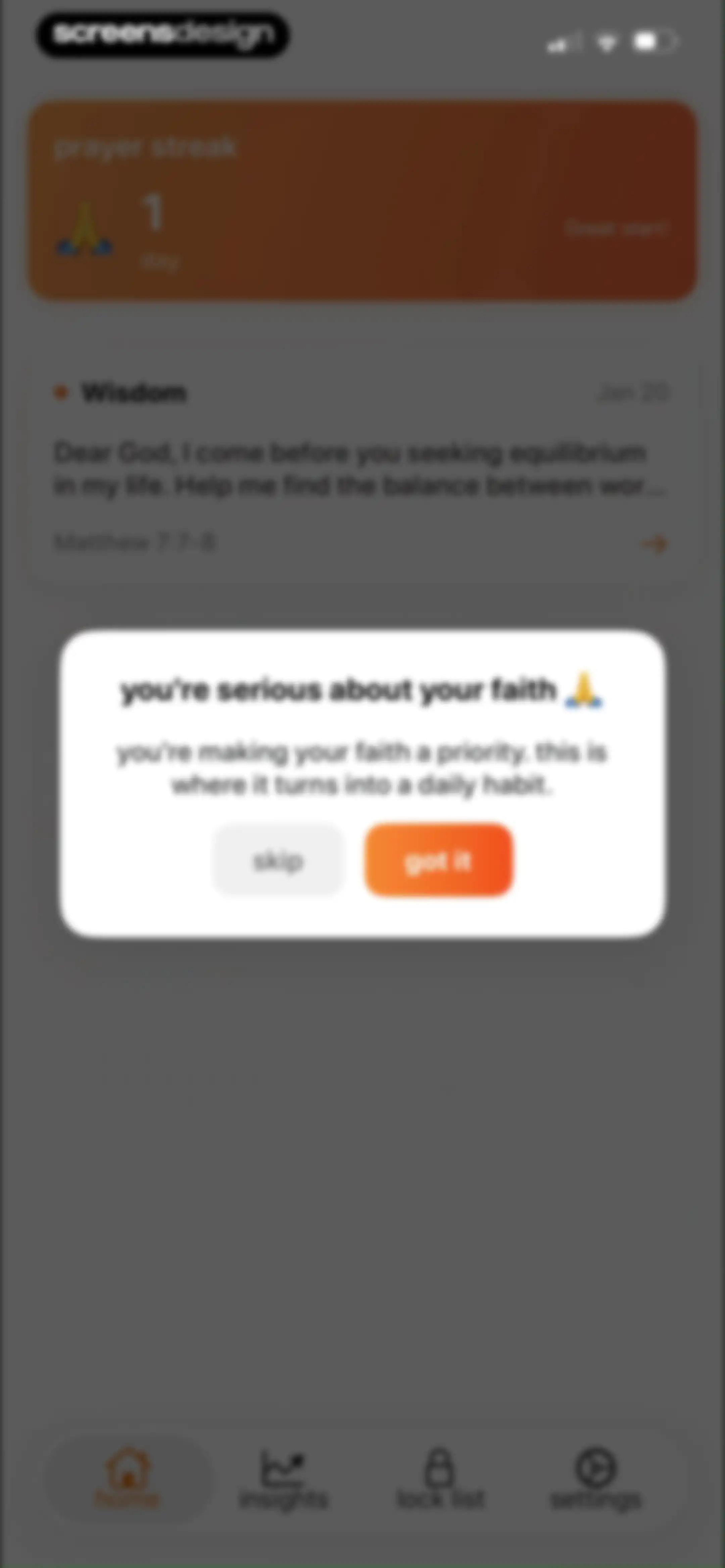 prayer lock: christian focus screen 61