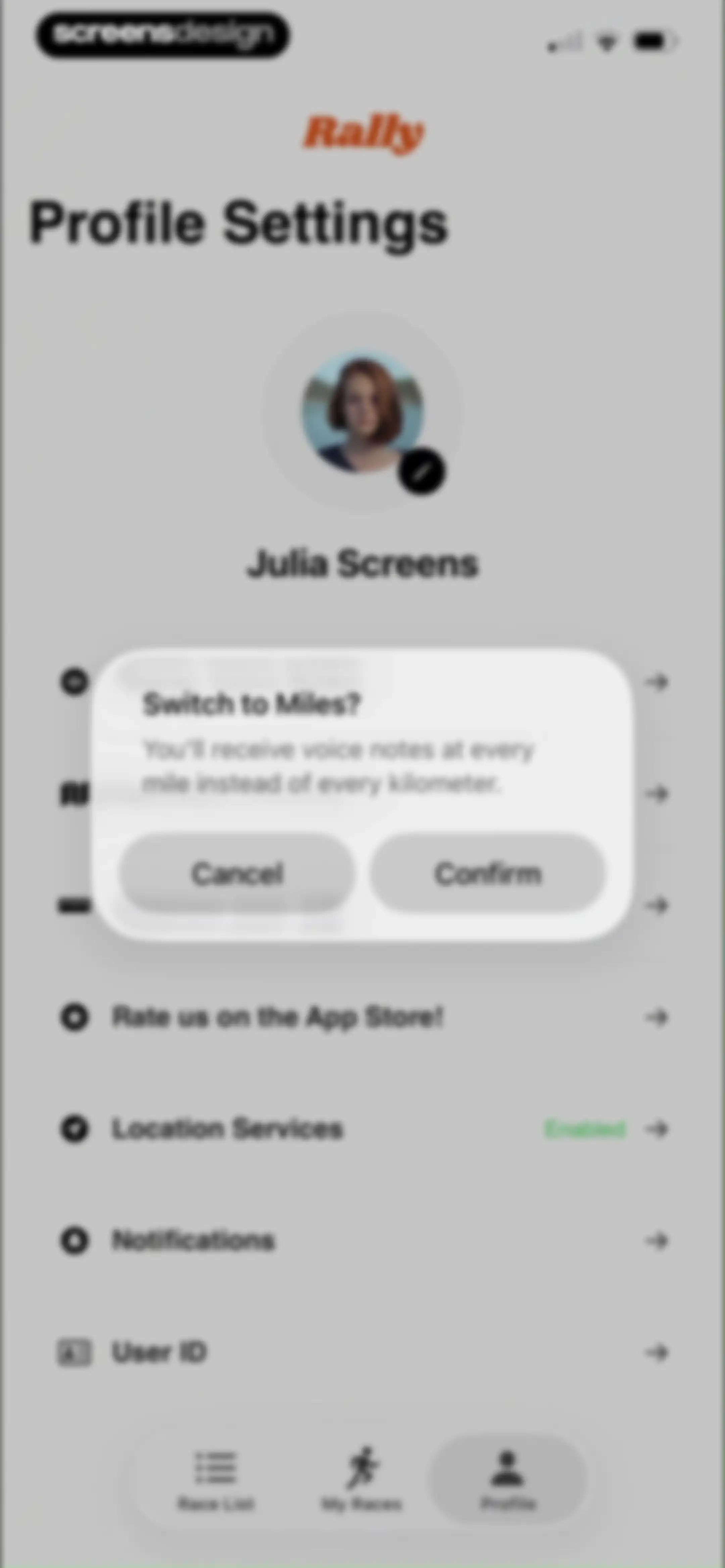 Rally: Voice Notes on Race Day screen 49