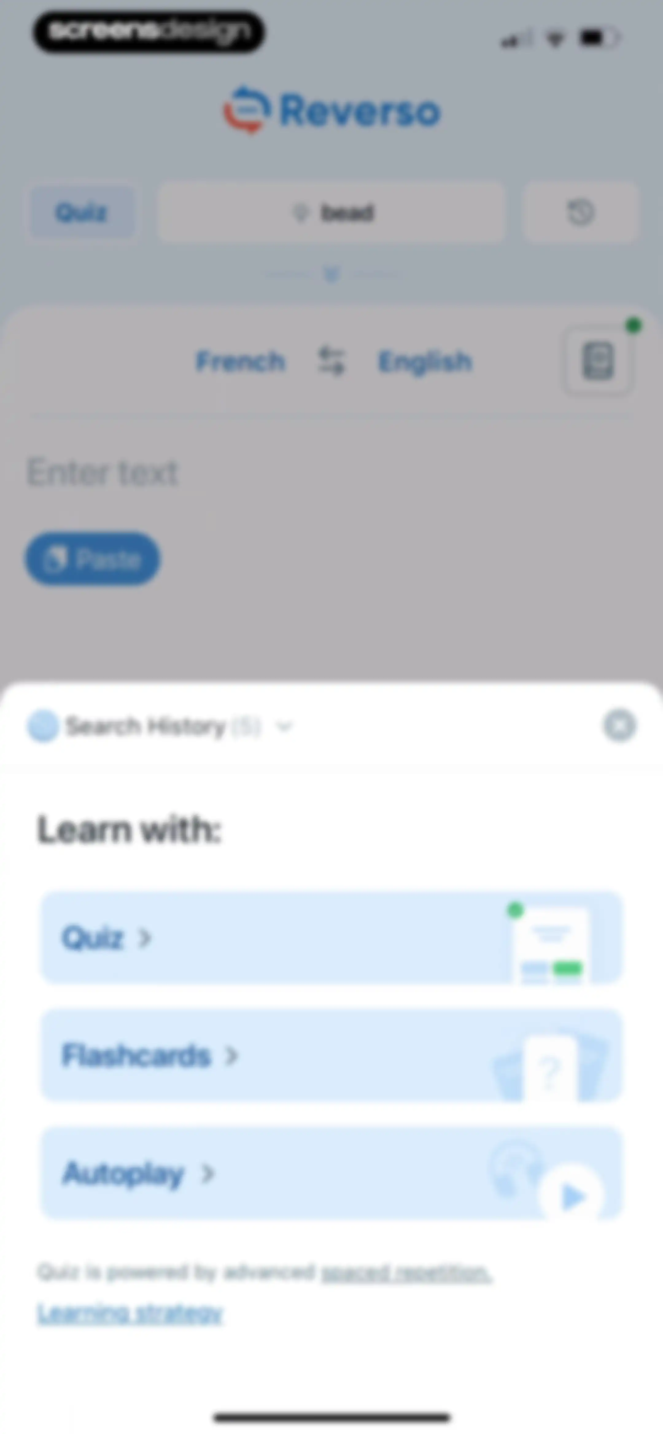 Reverso translate and learn screen 44