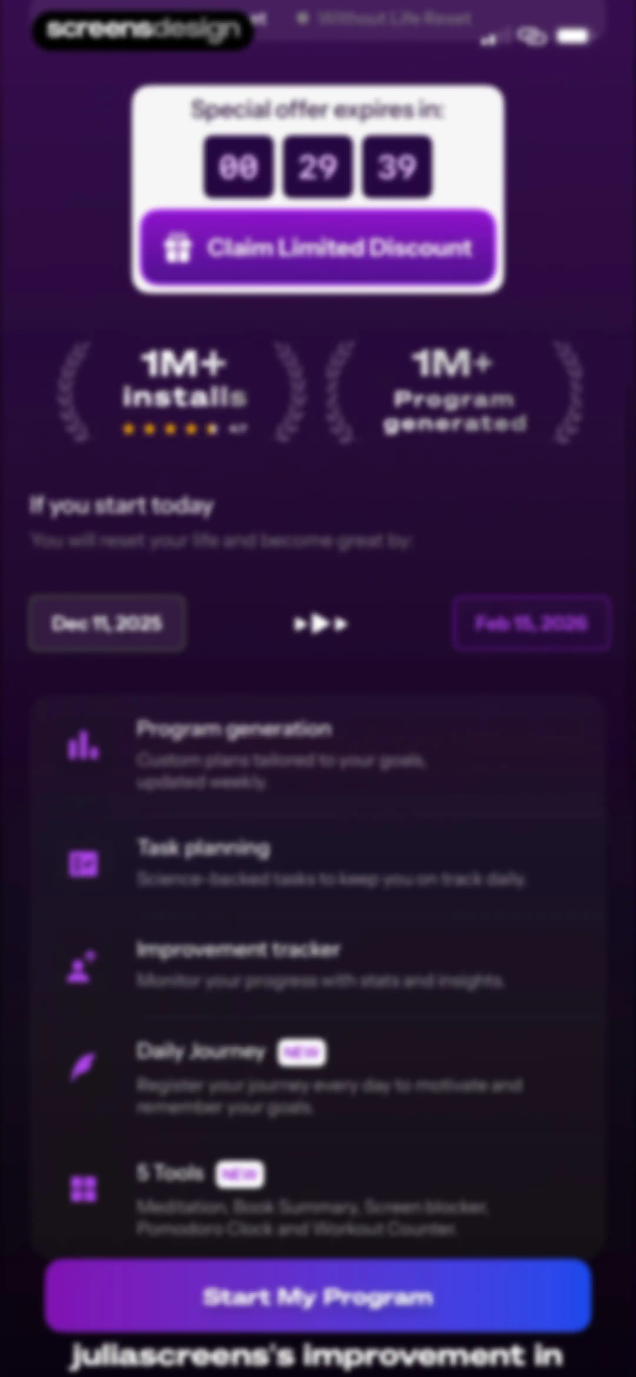Life Reset: 66 Day Habit screen 102