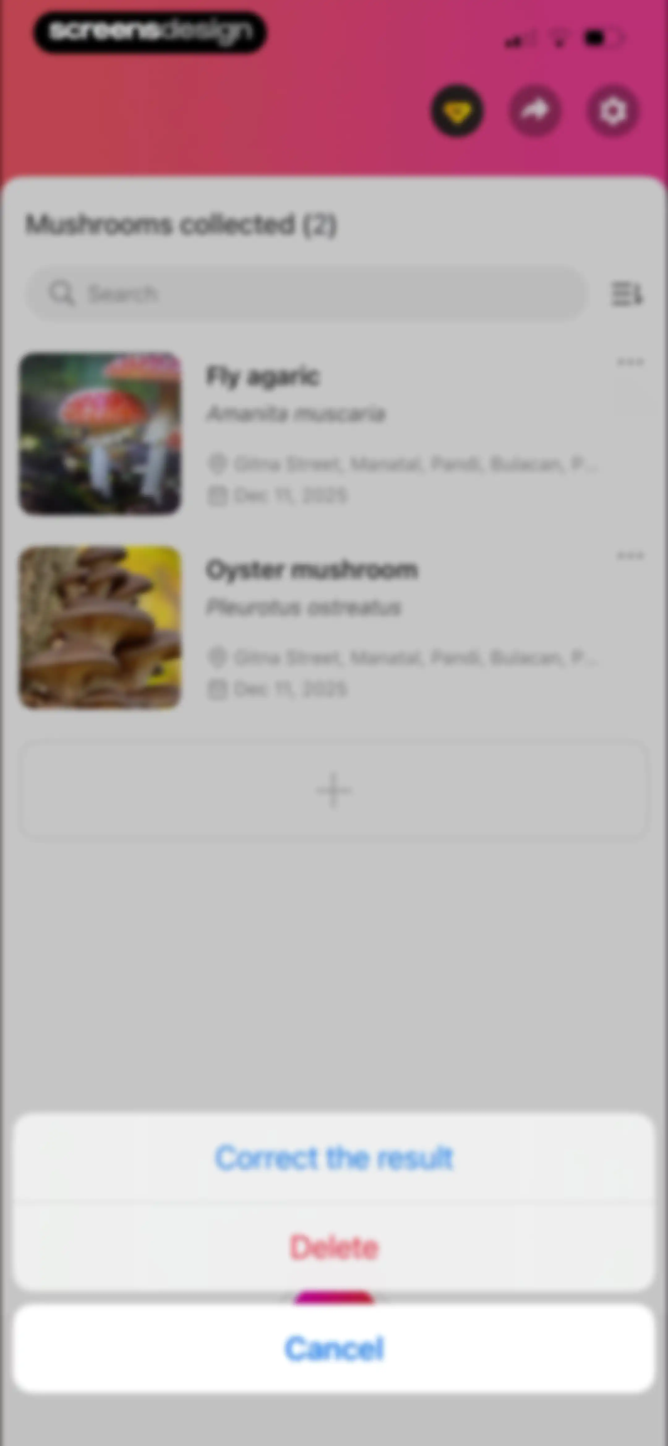 Picture Mushroom: Identifier screen 98
