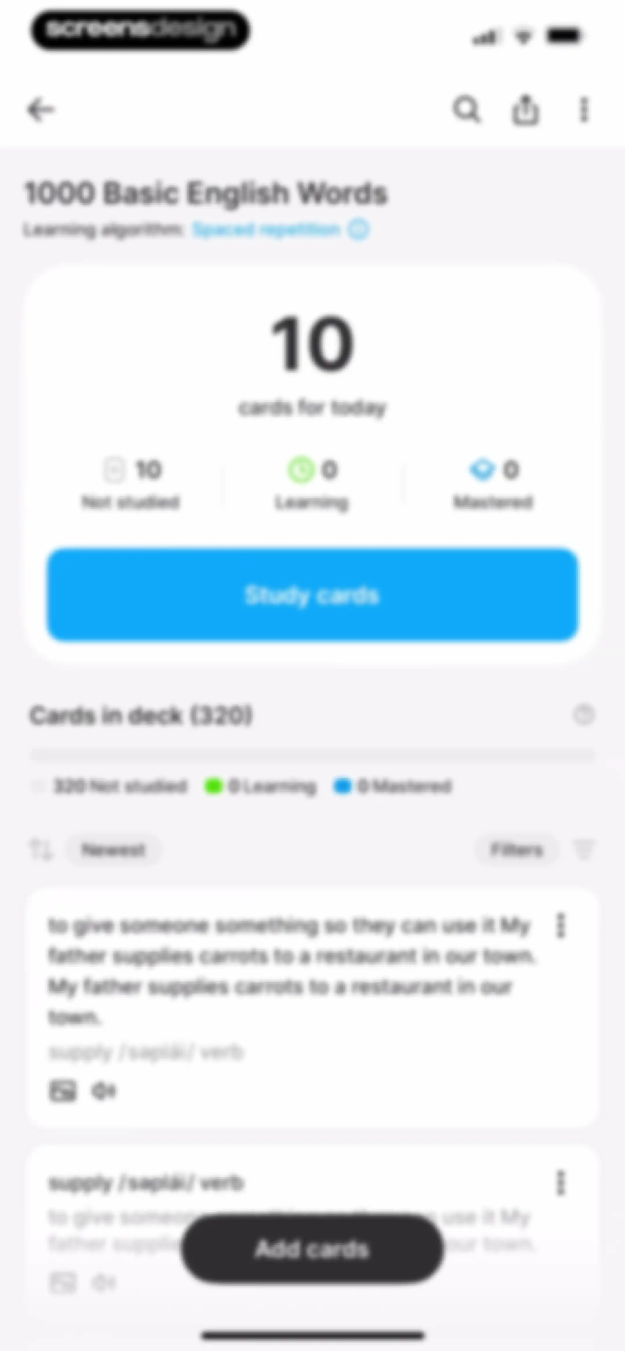 Noji - Flashcards study app screen 99