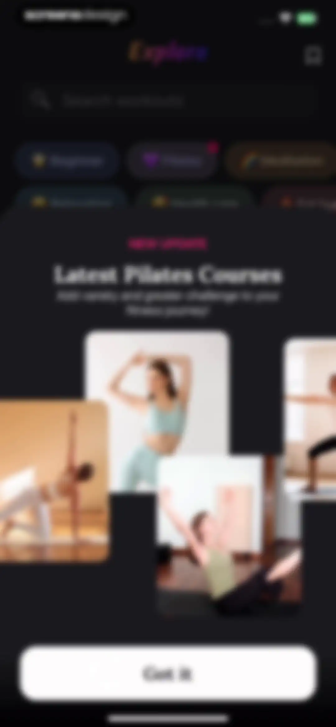 Yoga for Beginners, Pilates+ screen 103