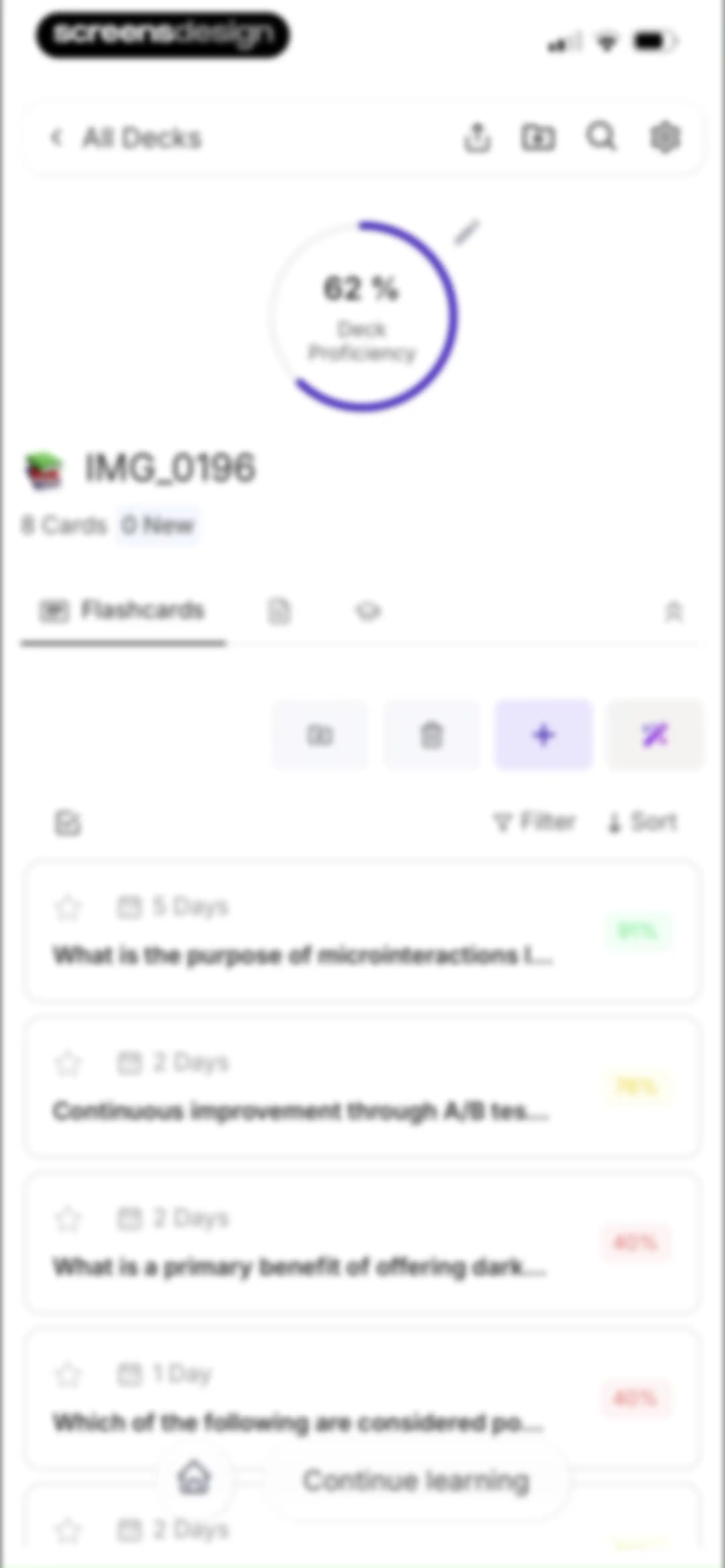 Retain Cards: AI Flashcards screen 114