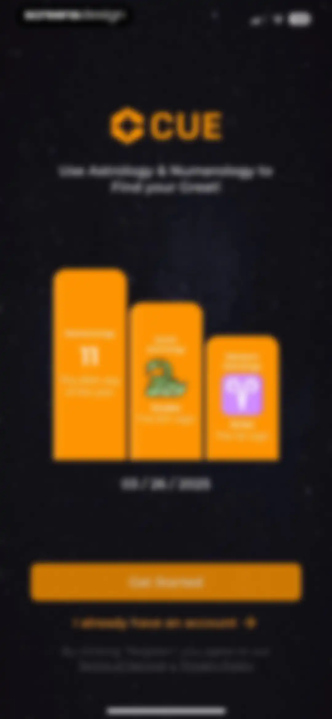 CUE Astrology screen 1