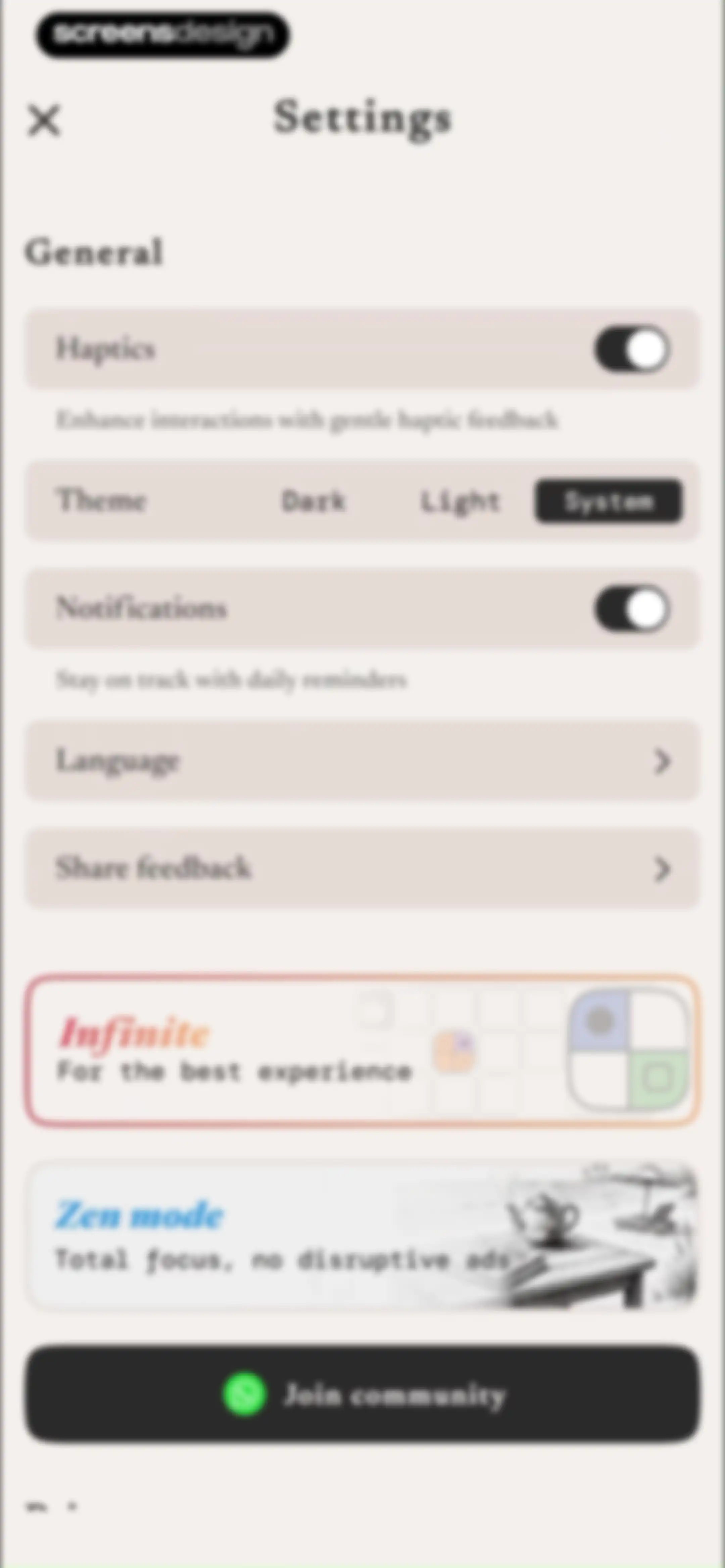 The Almanac screen 57