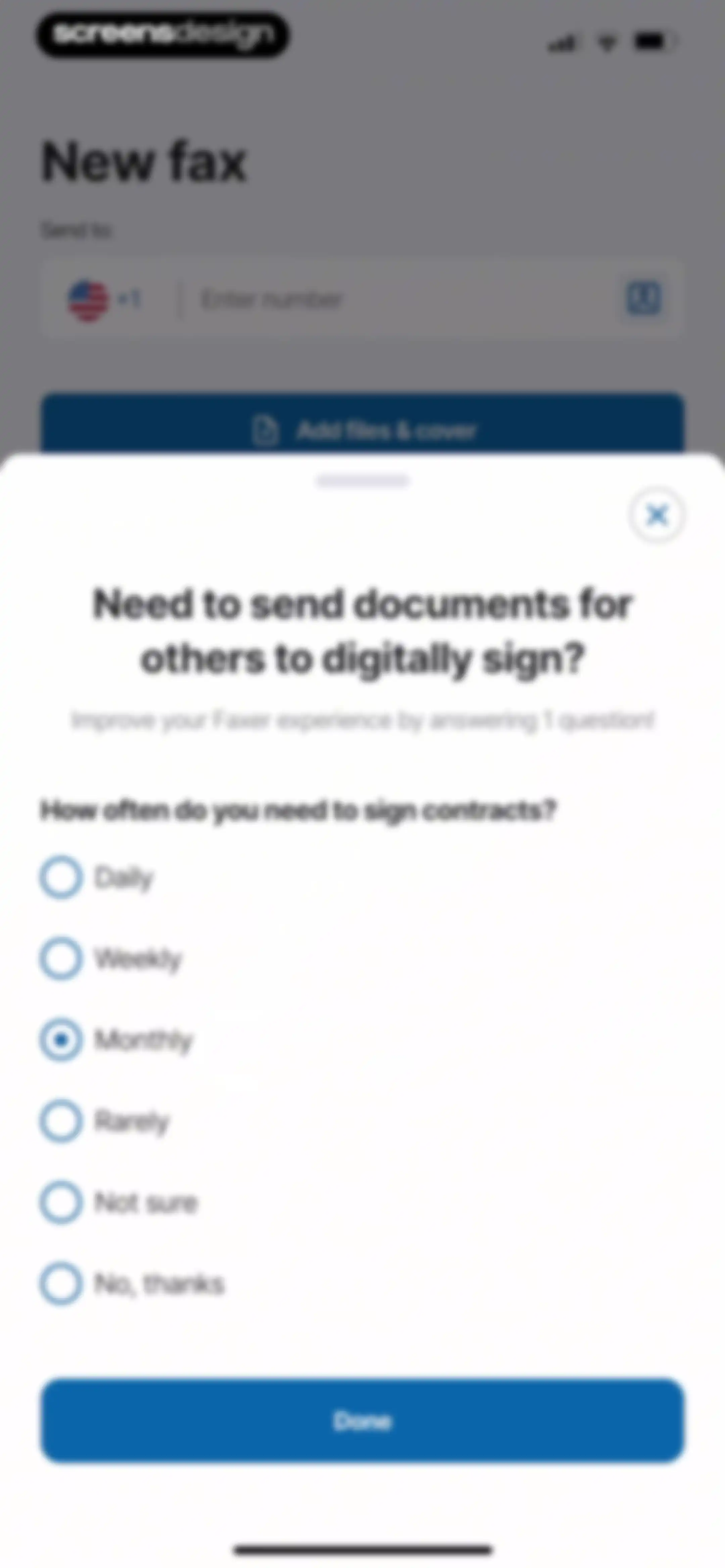 FAX from iPhone・Send doc・Faxer screen 3