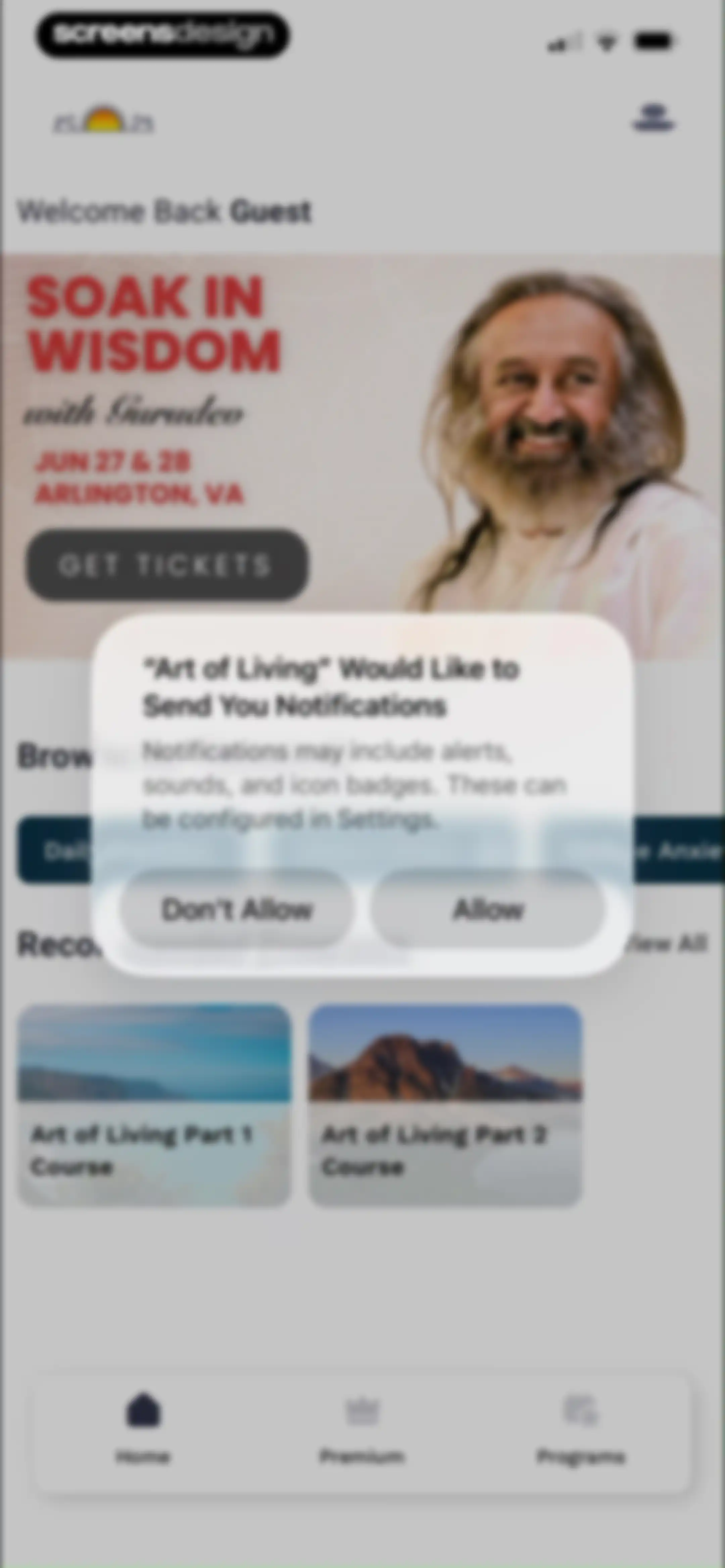 Art of Living Official App screen 2