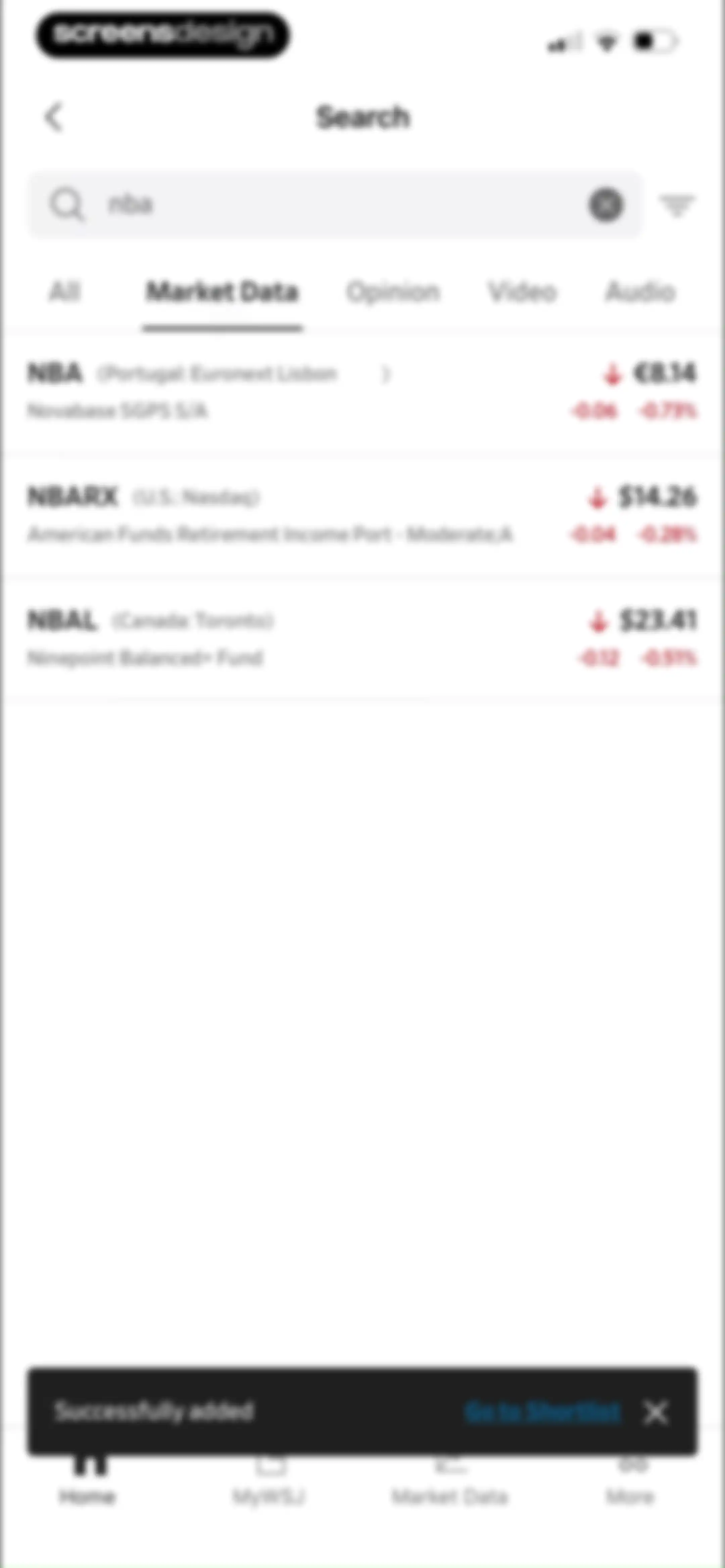 The Wall Street Journal. News screen 30