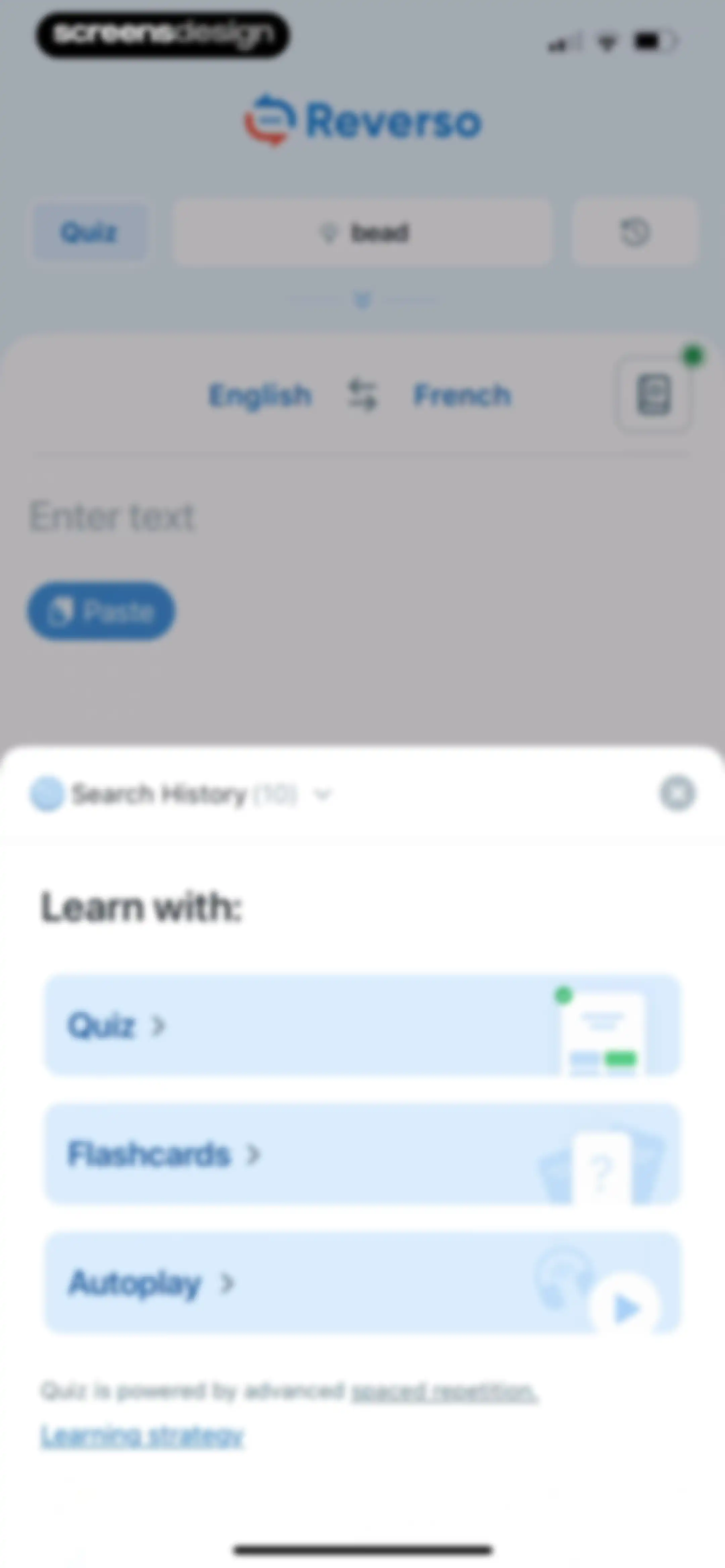 Reverso translate and learn screen 66