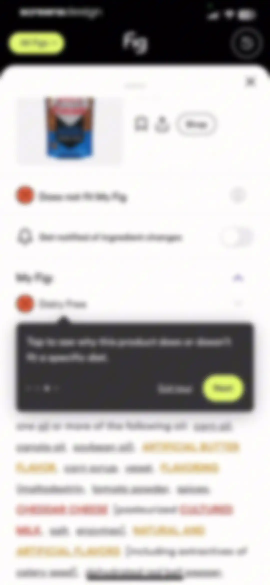 Fig: Food Scanner & Guide screen 17