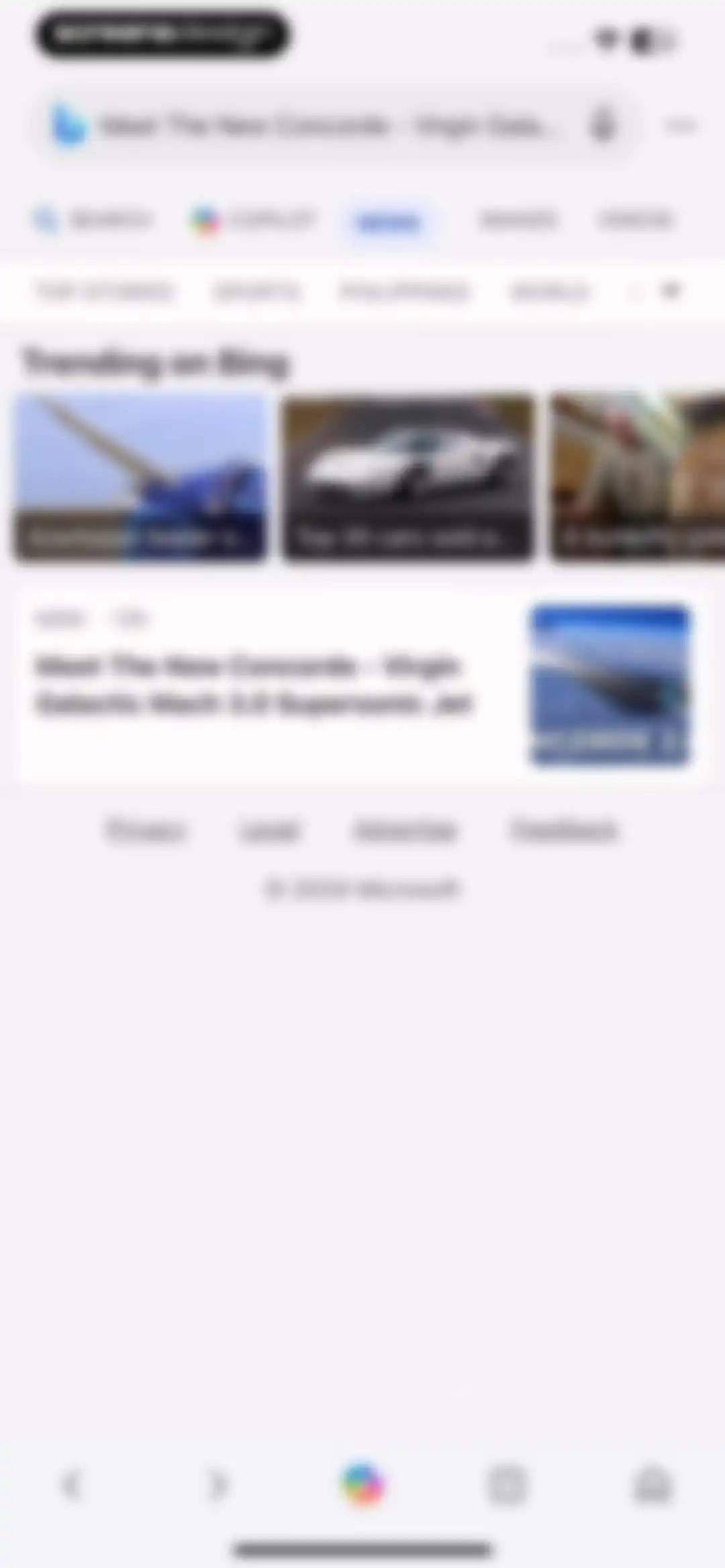 Microsoft Bing Search screen 89
