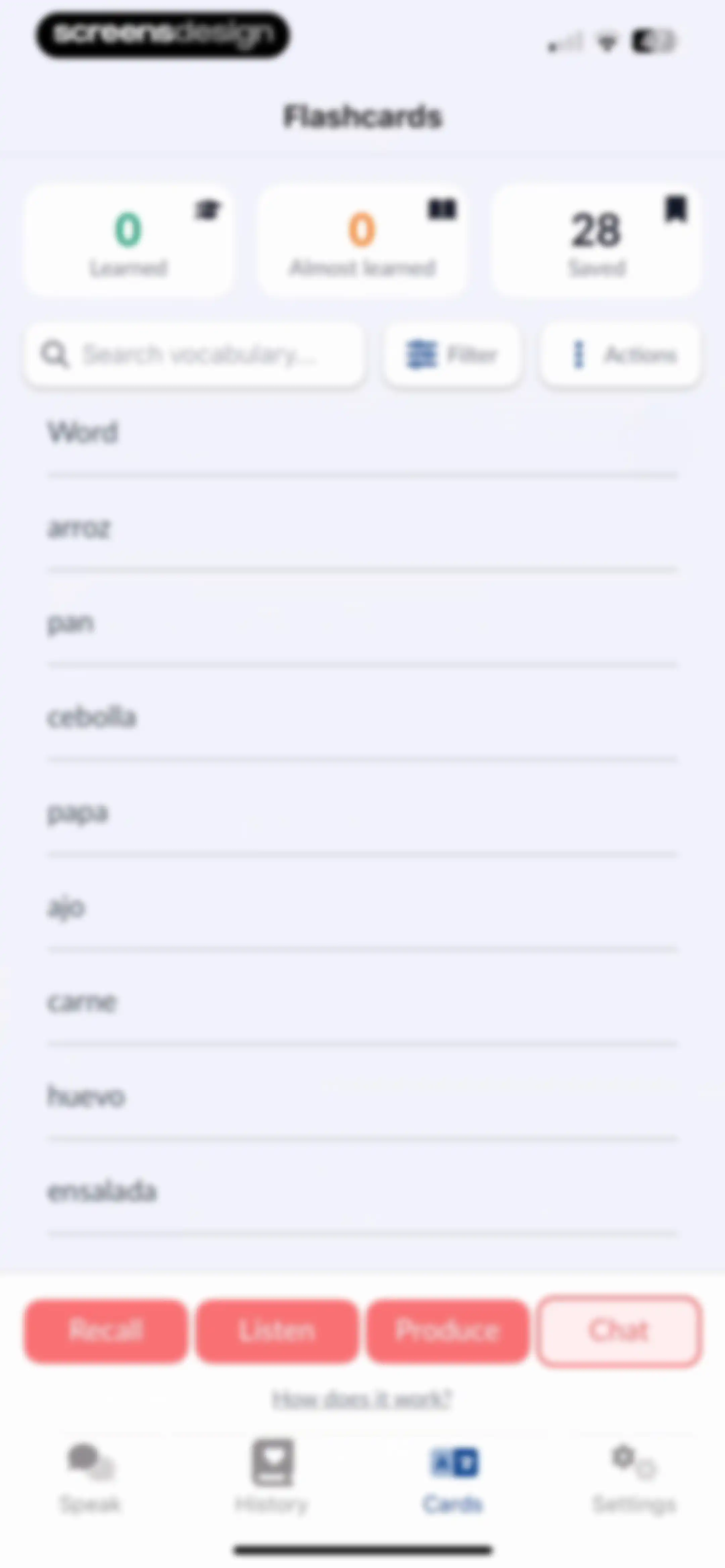 Langua: AI language learning screen 95