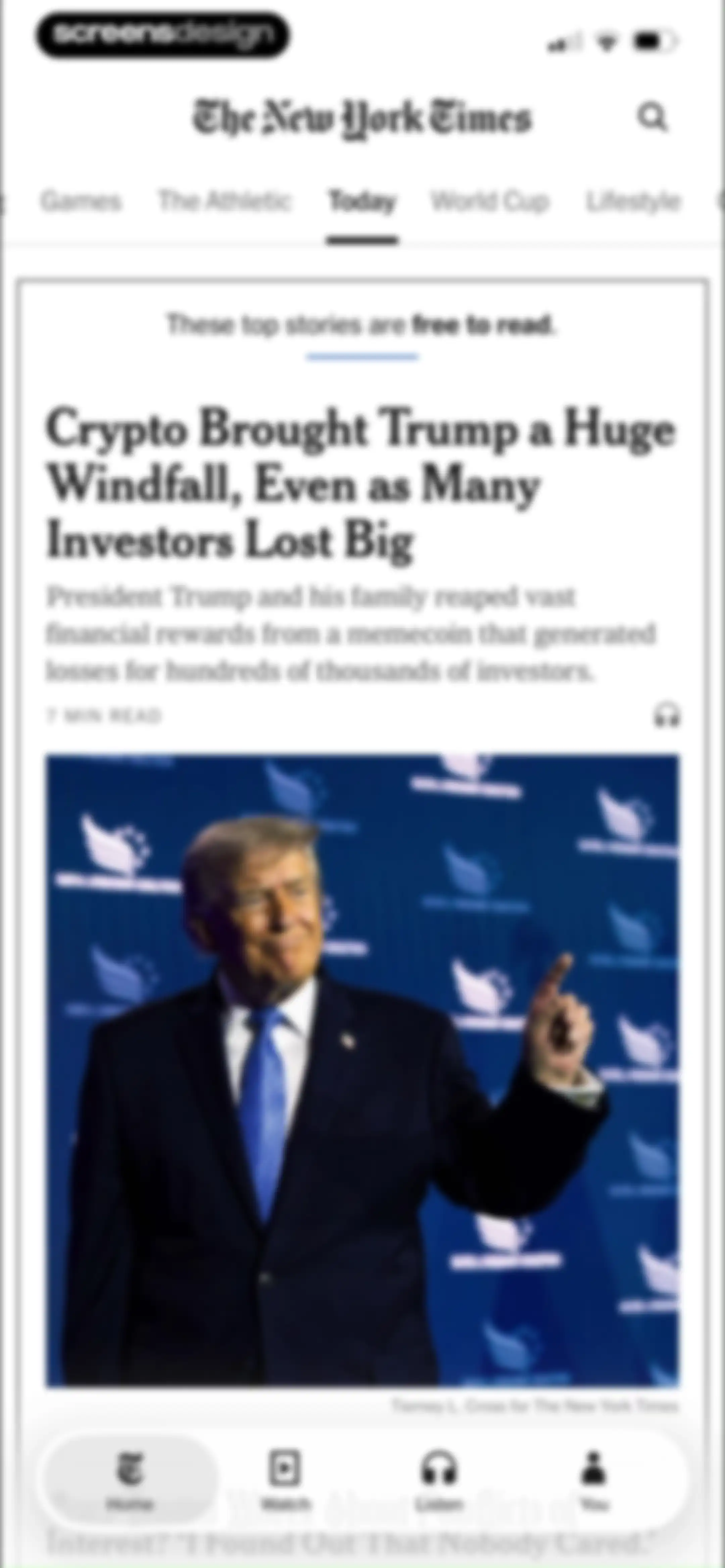 NYTimes: US and Global News screen 13