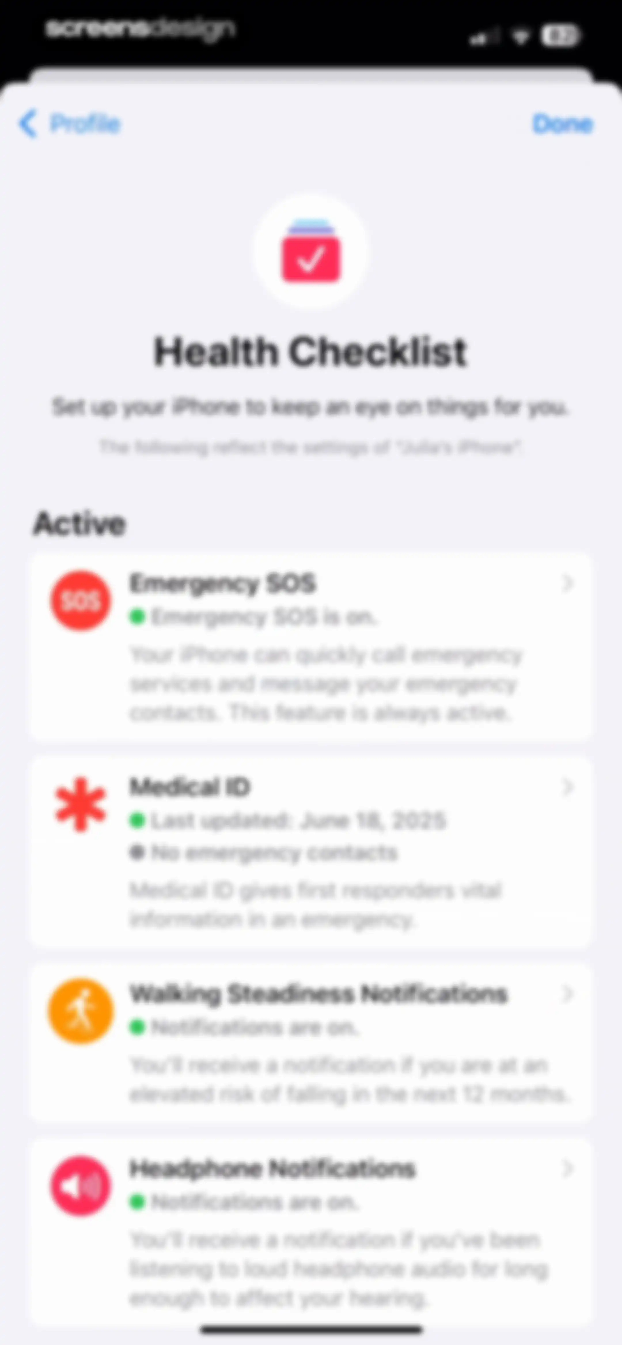 Apple Health screen 186