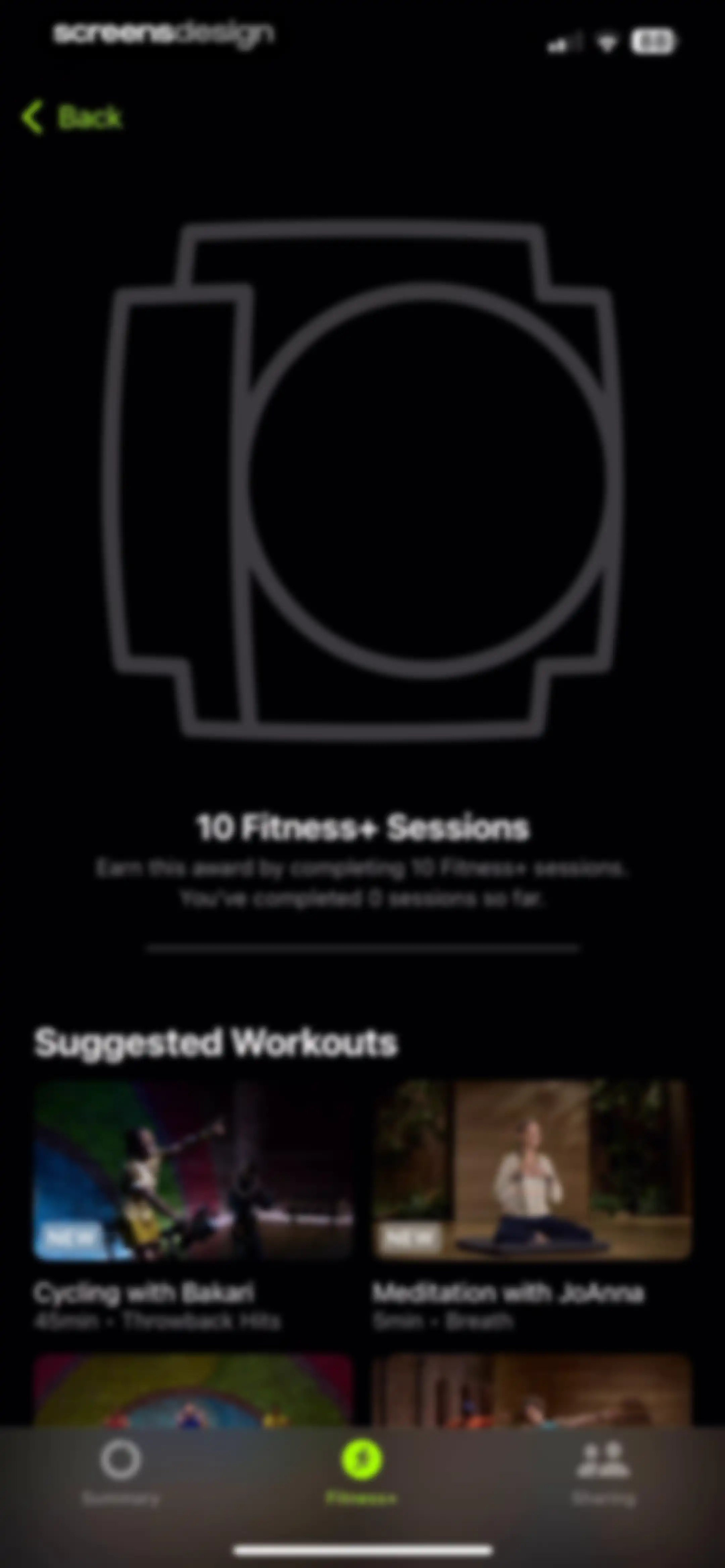 Apple Fitness screen 112