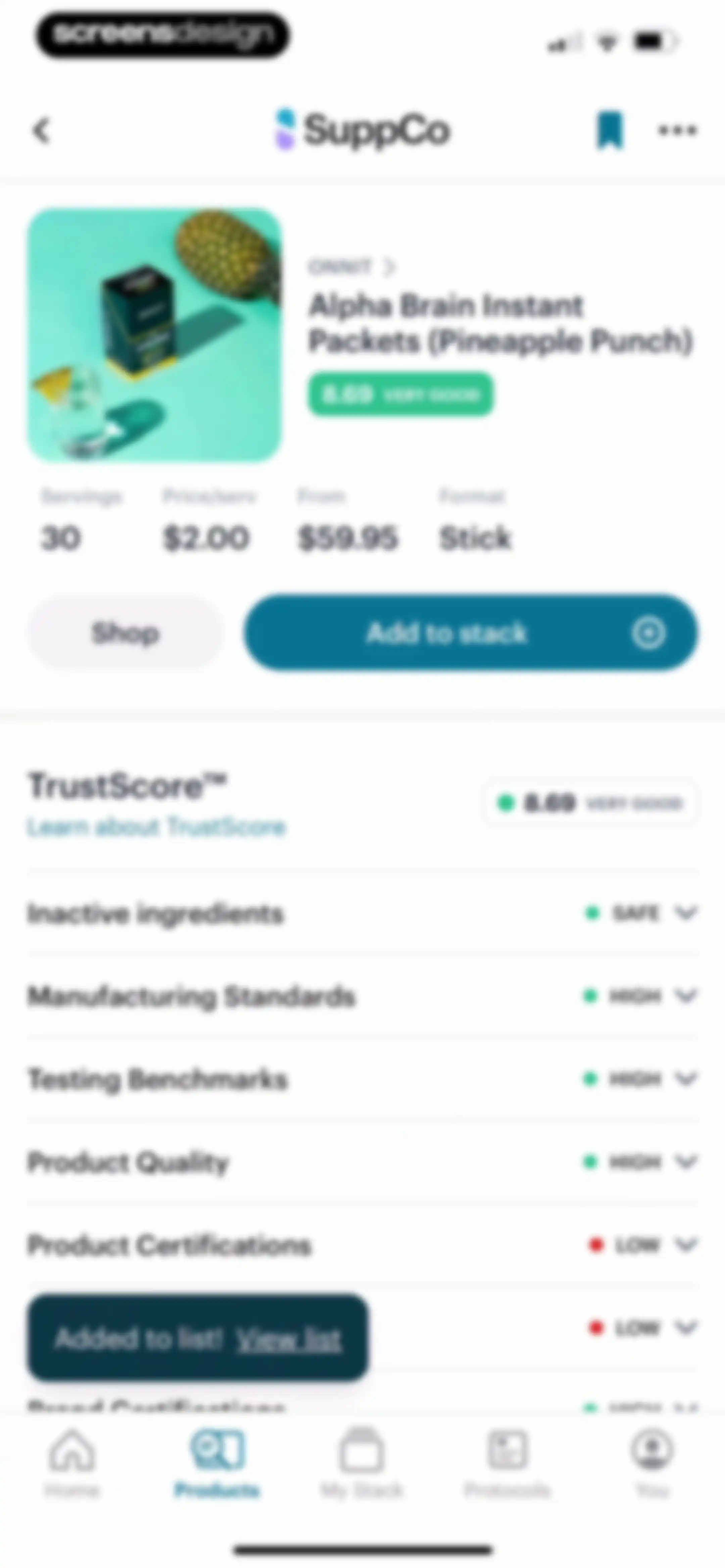 SuppCo: Supplement Scanner screen 147