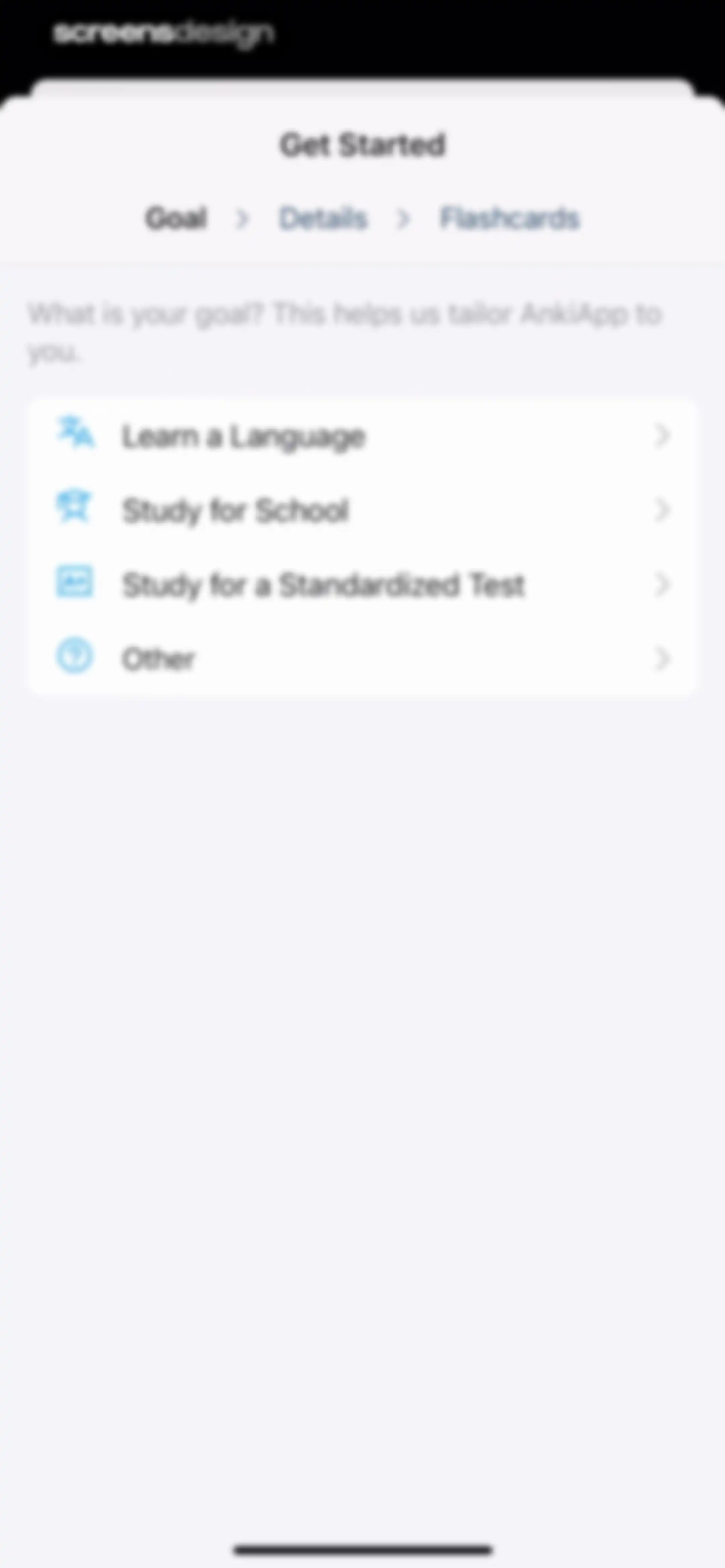 AlgoApp - Flashcards screen 3