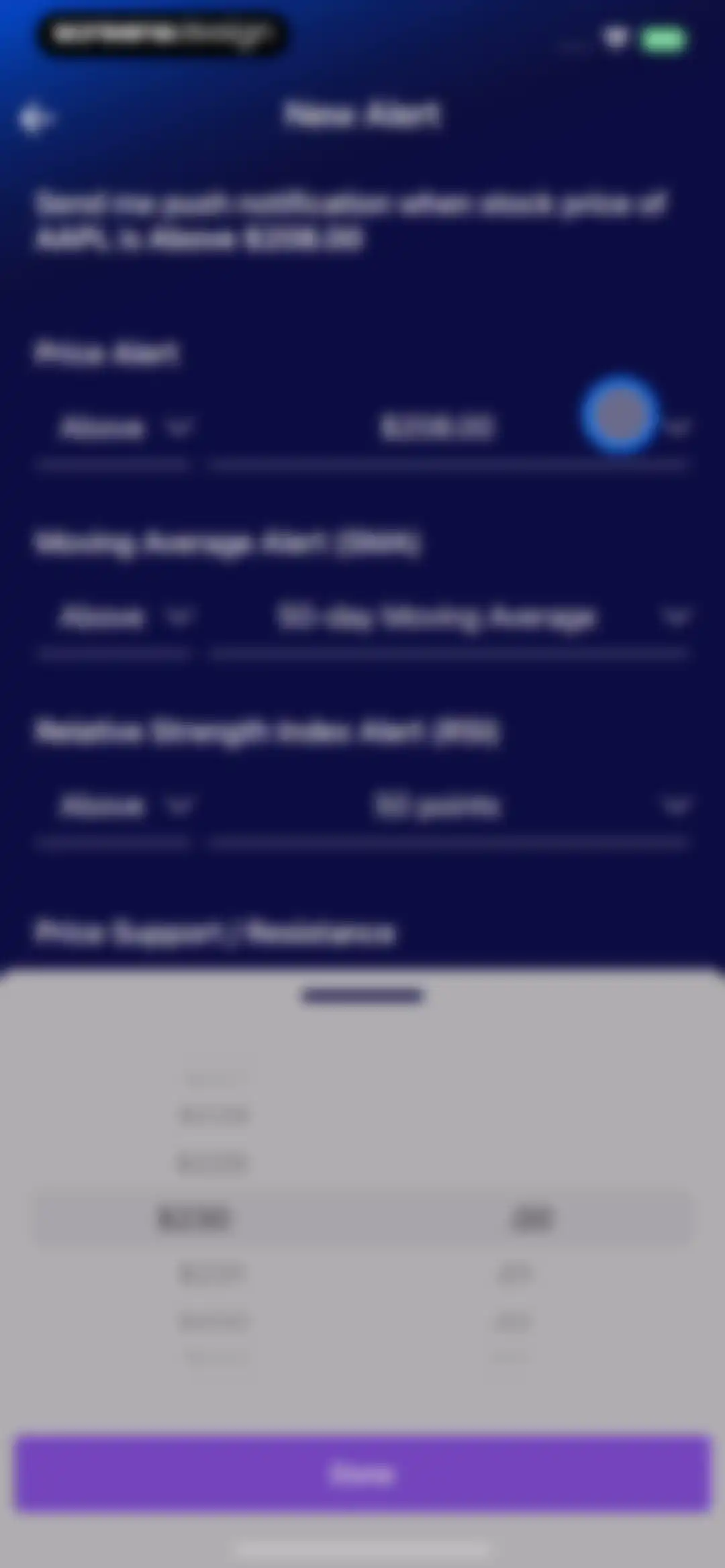 Stocks Alerter screen 22