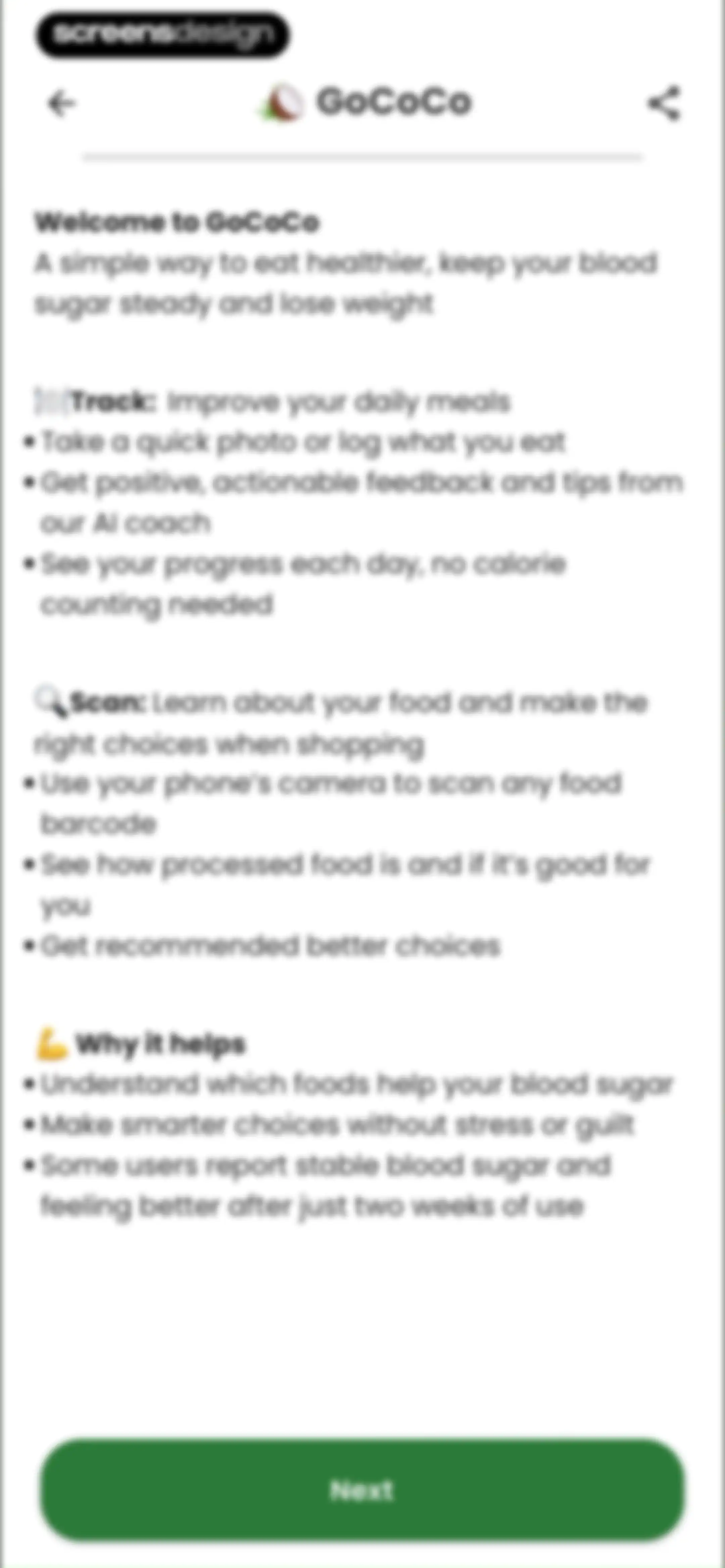 Diabetes food tracker - Gococo screen 152