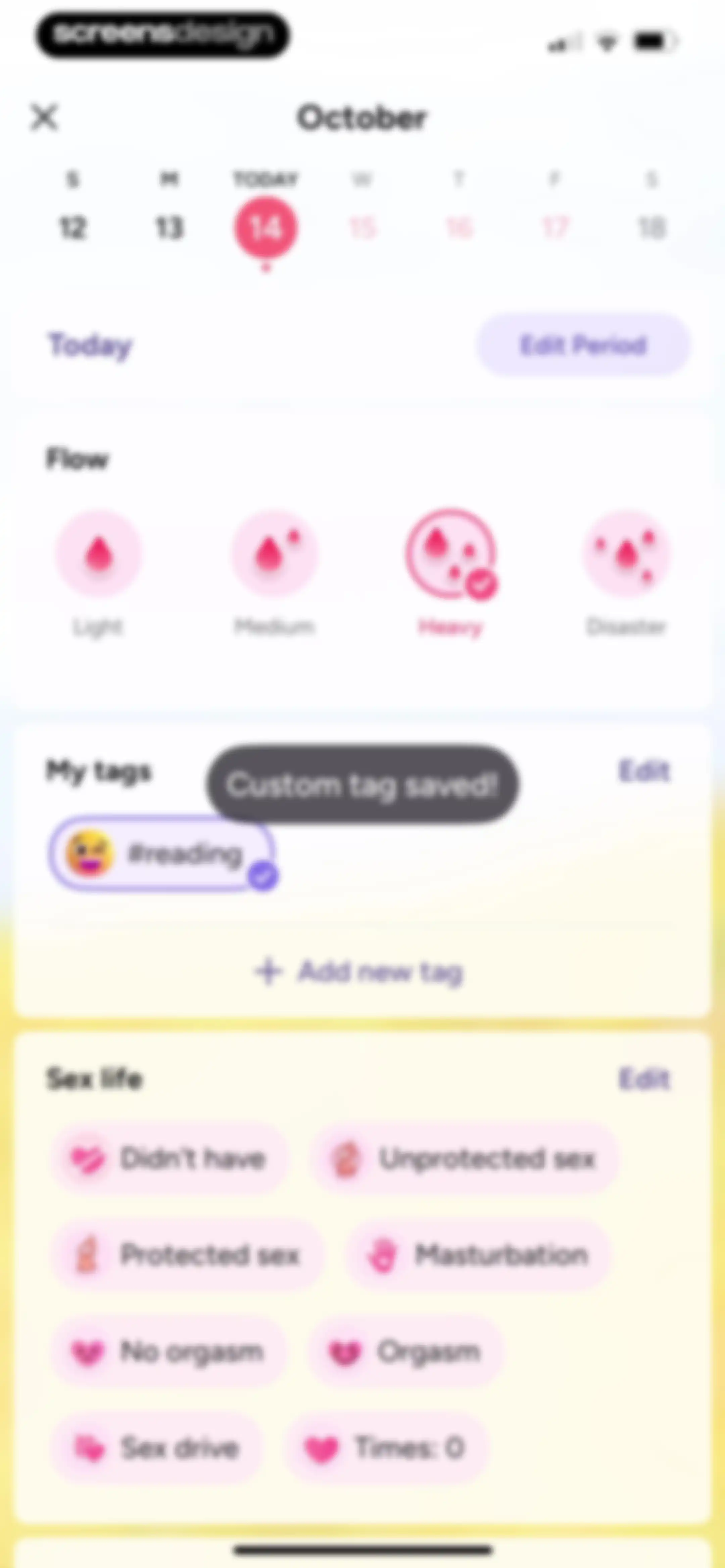 Period Tracker Period Calendar screen 142
