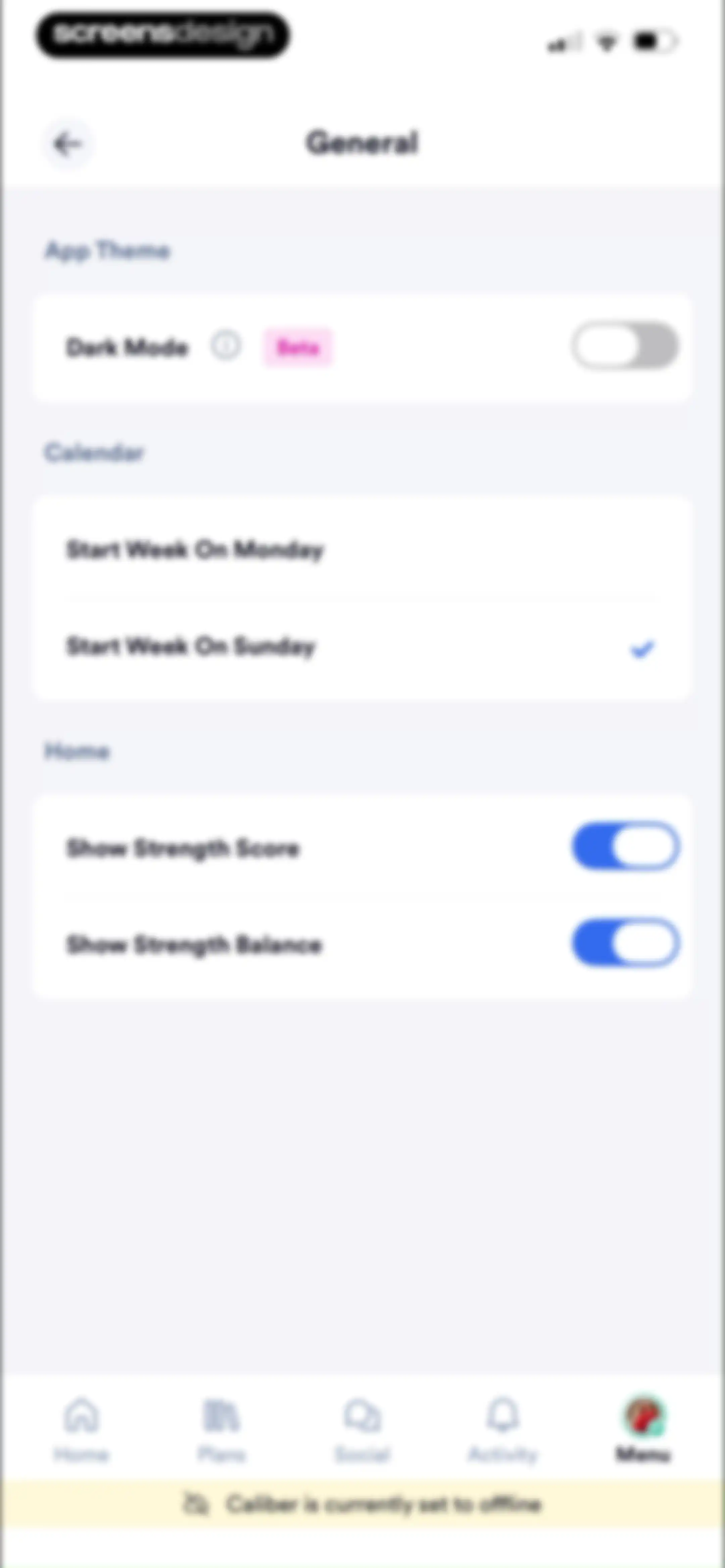 Caliber: Strength Training screen 191