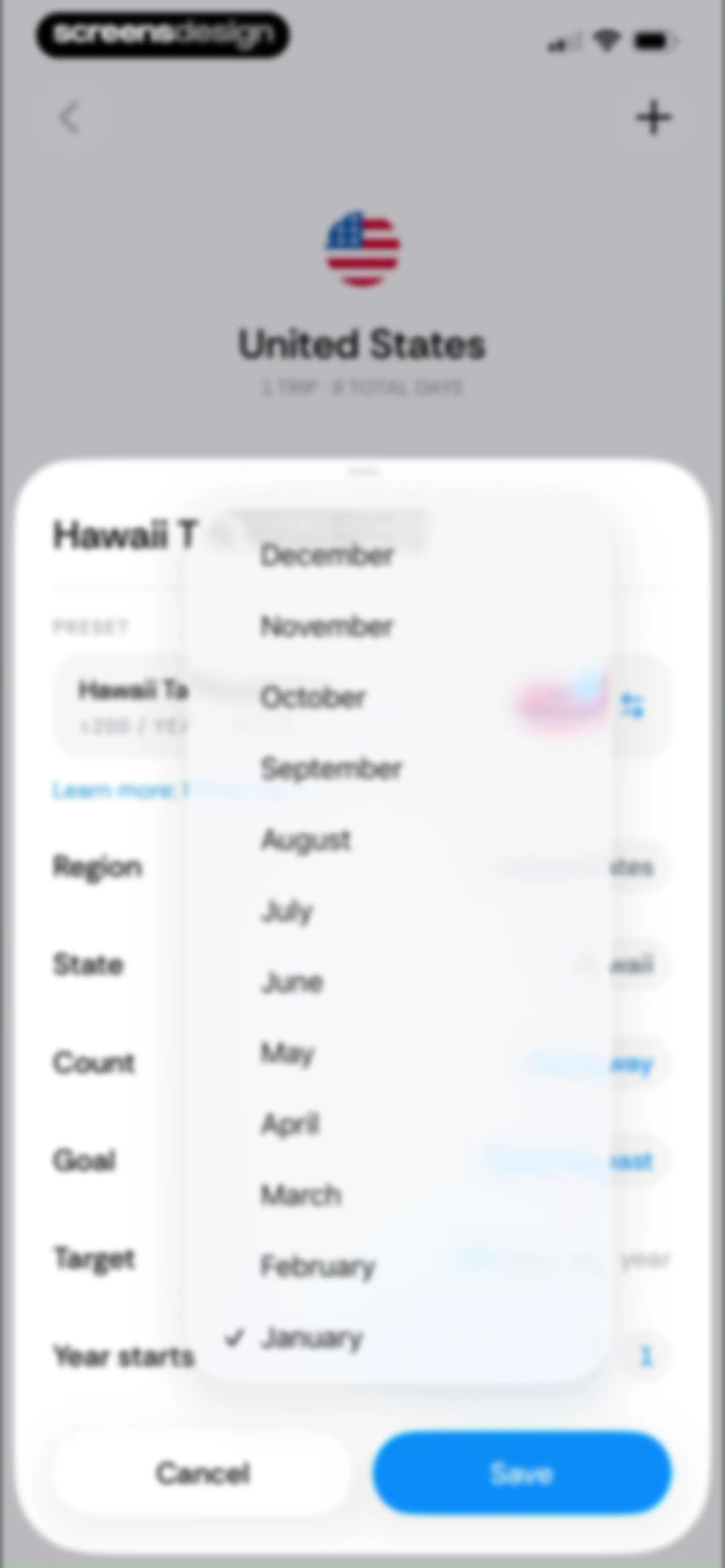 Country Days Tracker: Bounded screen 49