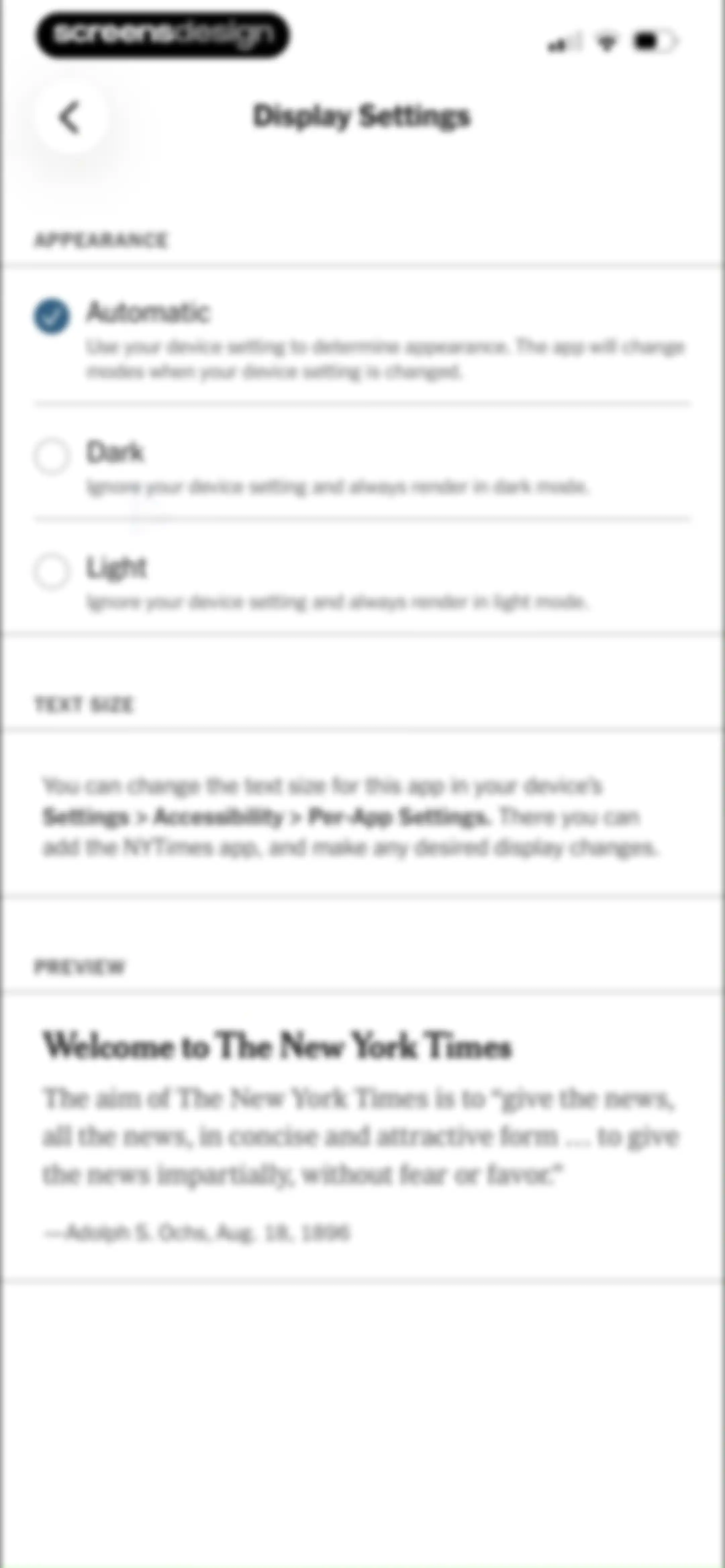 NYTimes: US and Global News screen 99